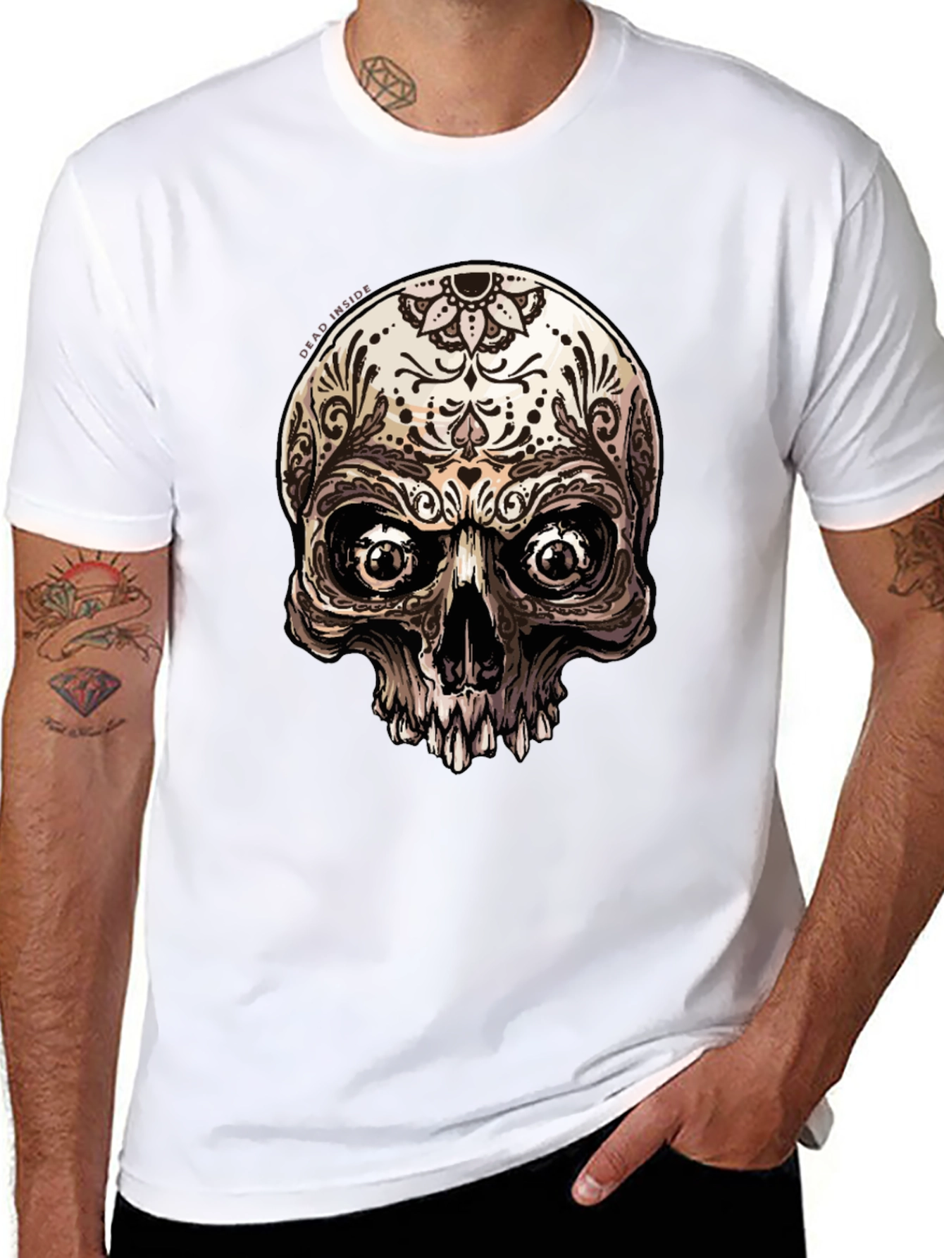 Sugar Skull Graphic Print Black T-Shirt