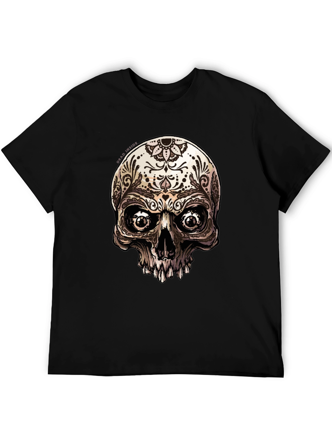 Sugar Skull Graphic Print Black T-Shirt