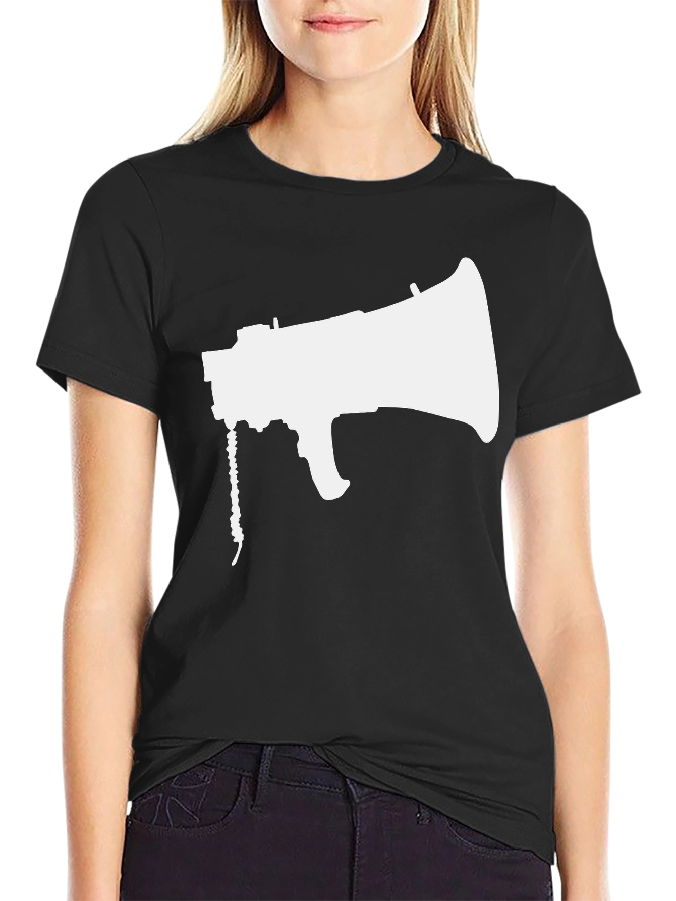 Megaphone Graphic Tee - Black Cotton Shirt