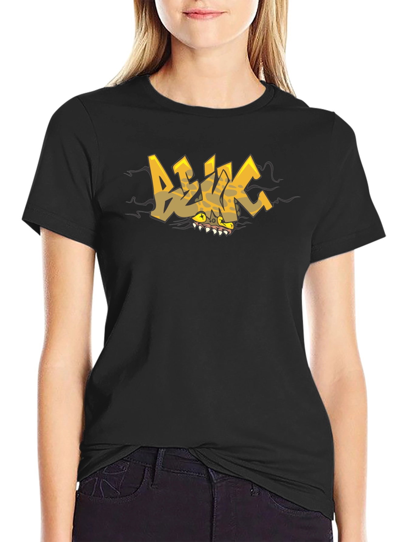 Edgy Graphic Print Black T-Shirt