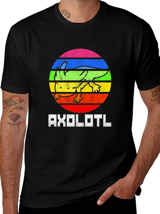 Axolotl Rainbow Circle Graphic Tee - Black