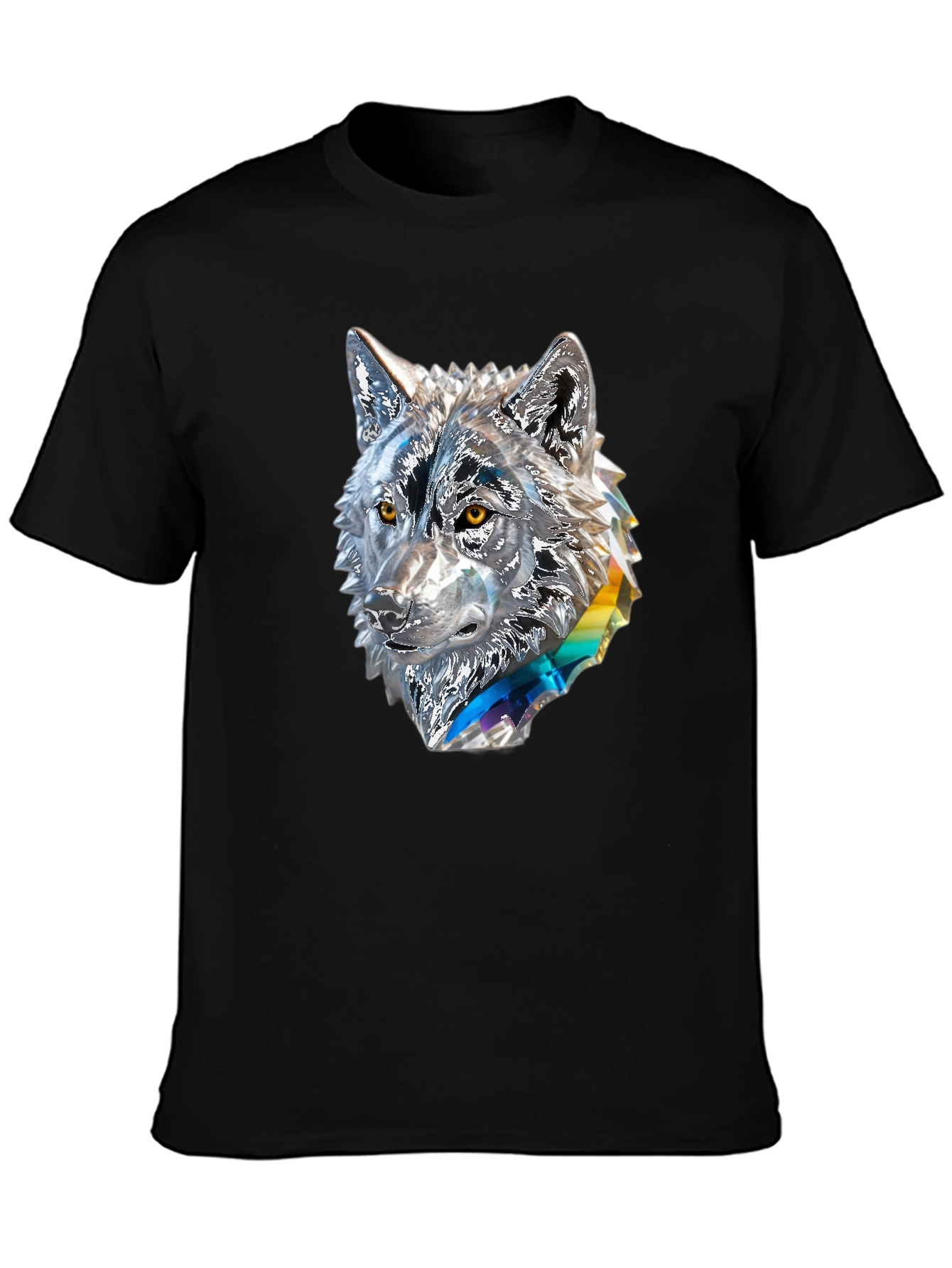Abstract Wolf Graphic Black T-Shirt