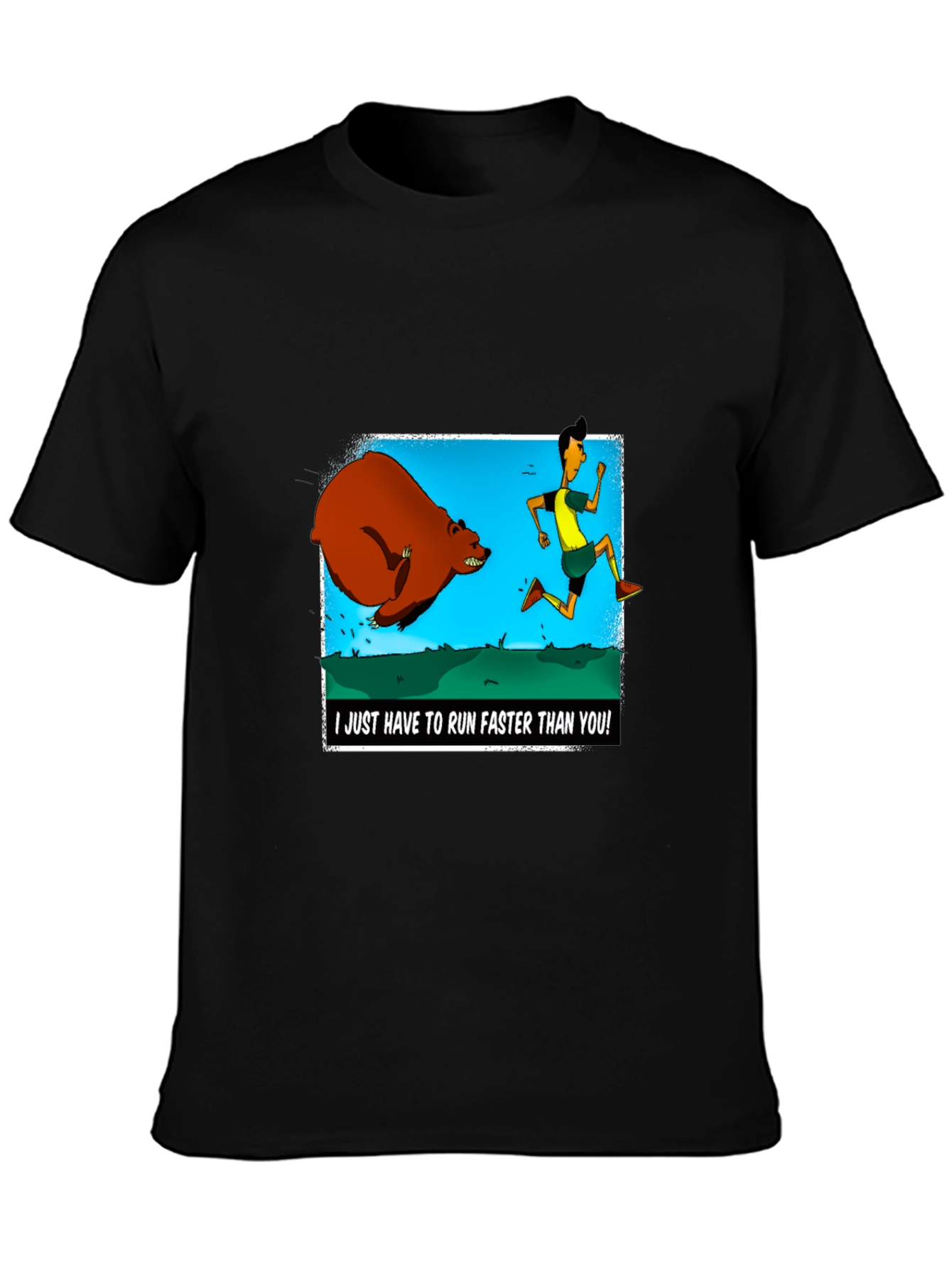 Run Faster Than You T-Shirt: Bear Chase Graphic Tee