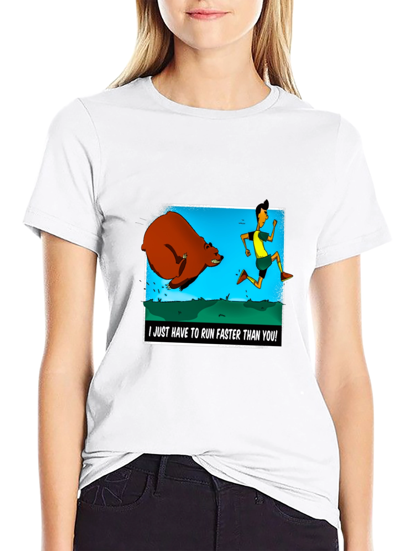 Run Faster Than You T-Shirt: Bear Chase Graphic Tee
