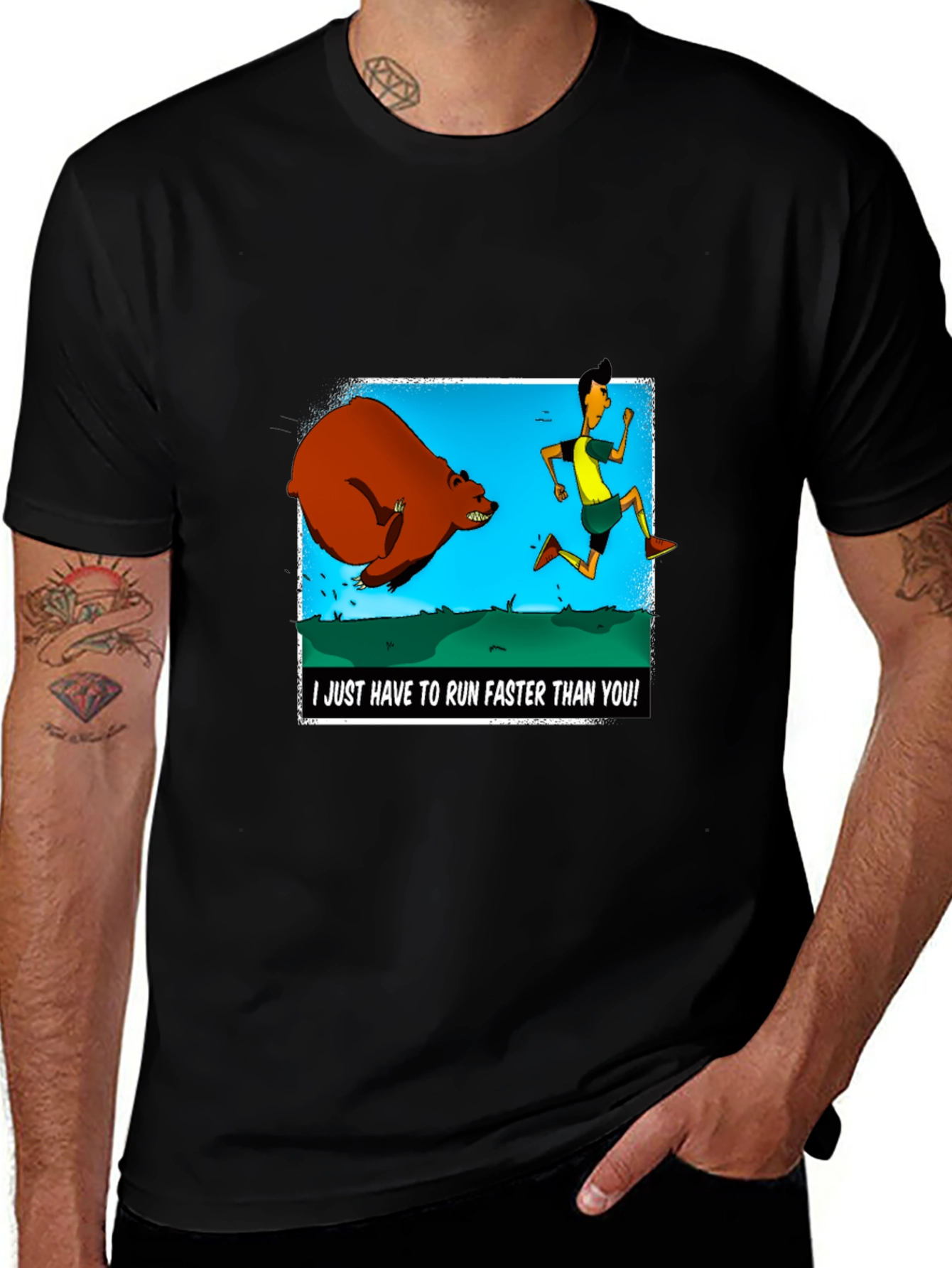 Run Faster Than You T-Shirt: Bear Chase Graphic Tee
