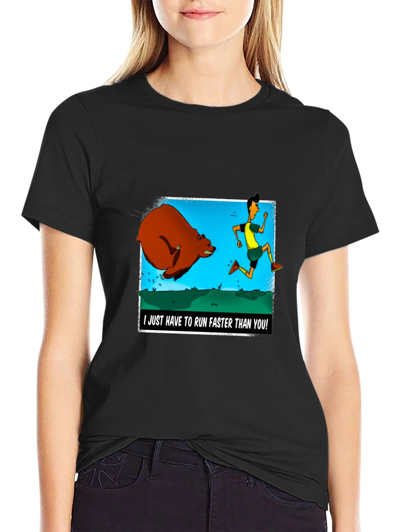 Run Faster Than You T-Shirt: Bear Chase Graphic Tee