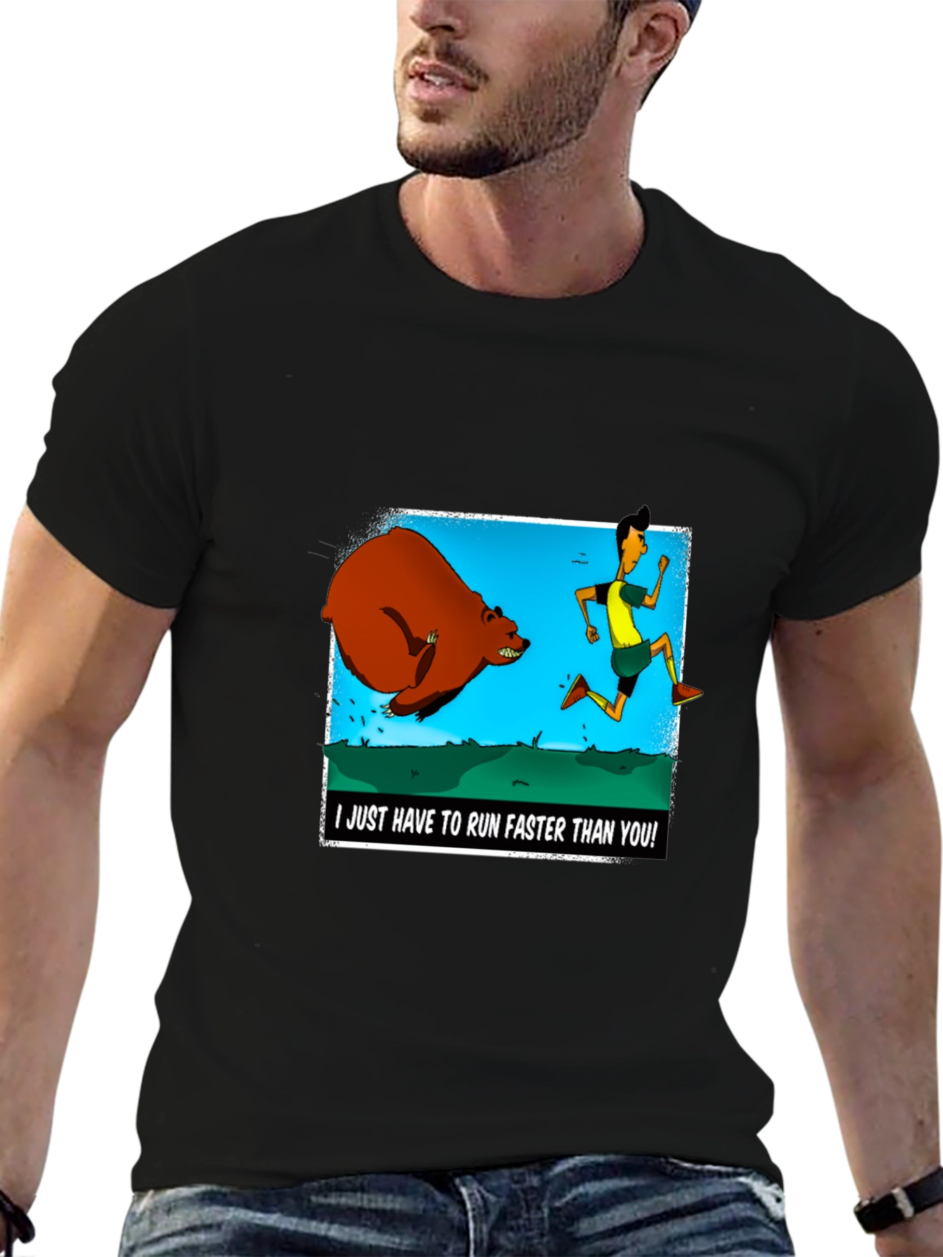 Run Faster Than You T-Shirt: Bear Chase Graphic Tee
