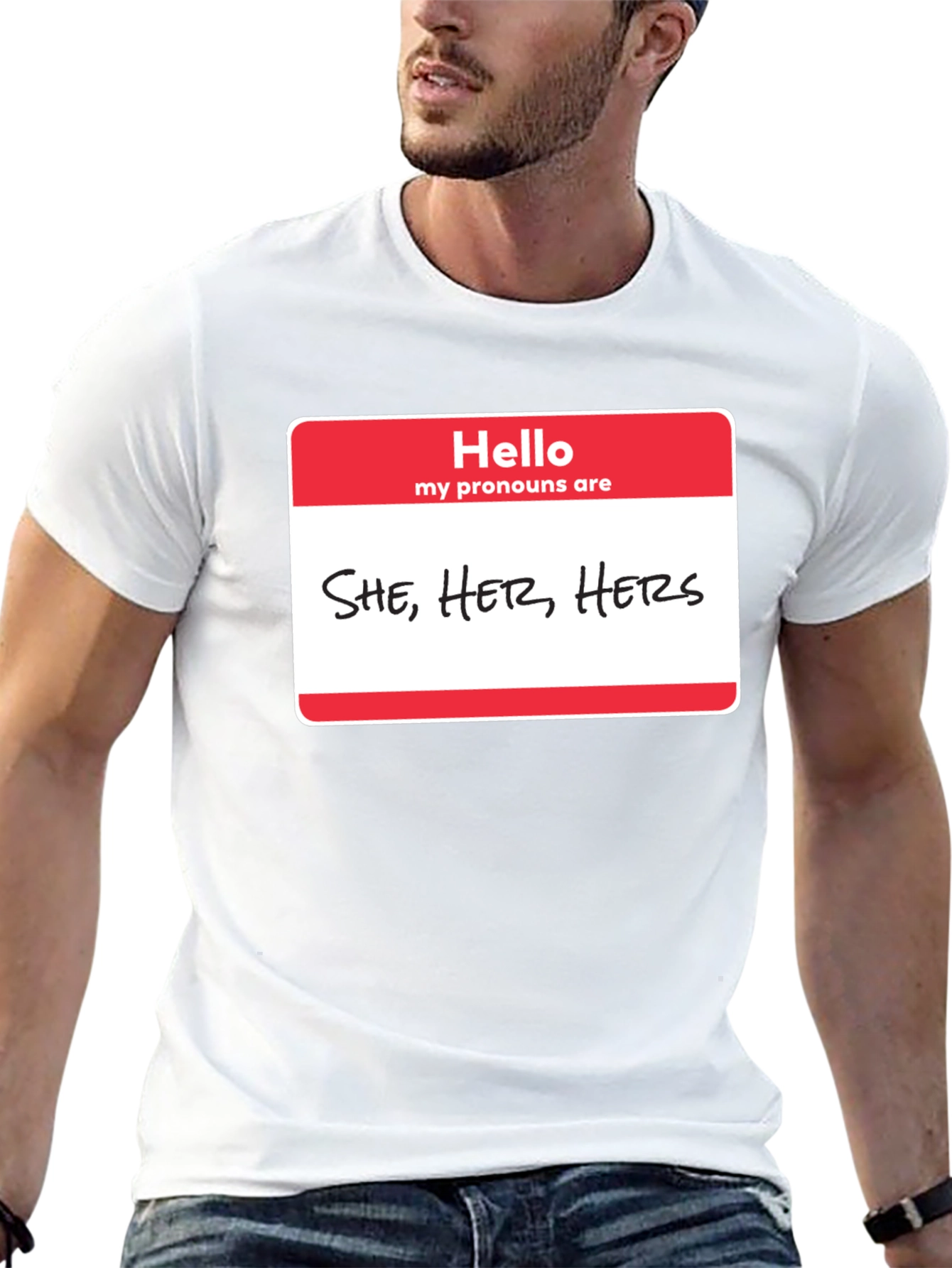 She Her Hers Pronoun T-Shirt - Black