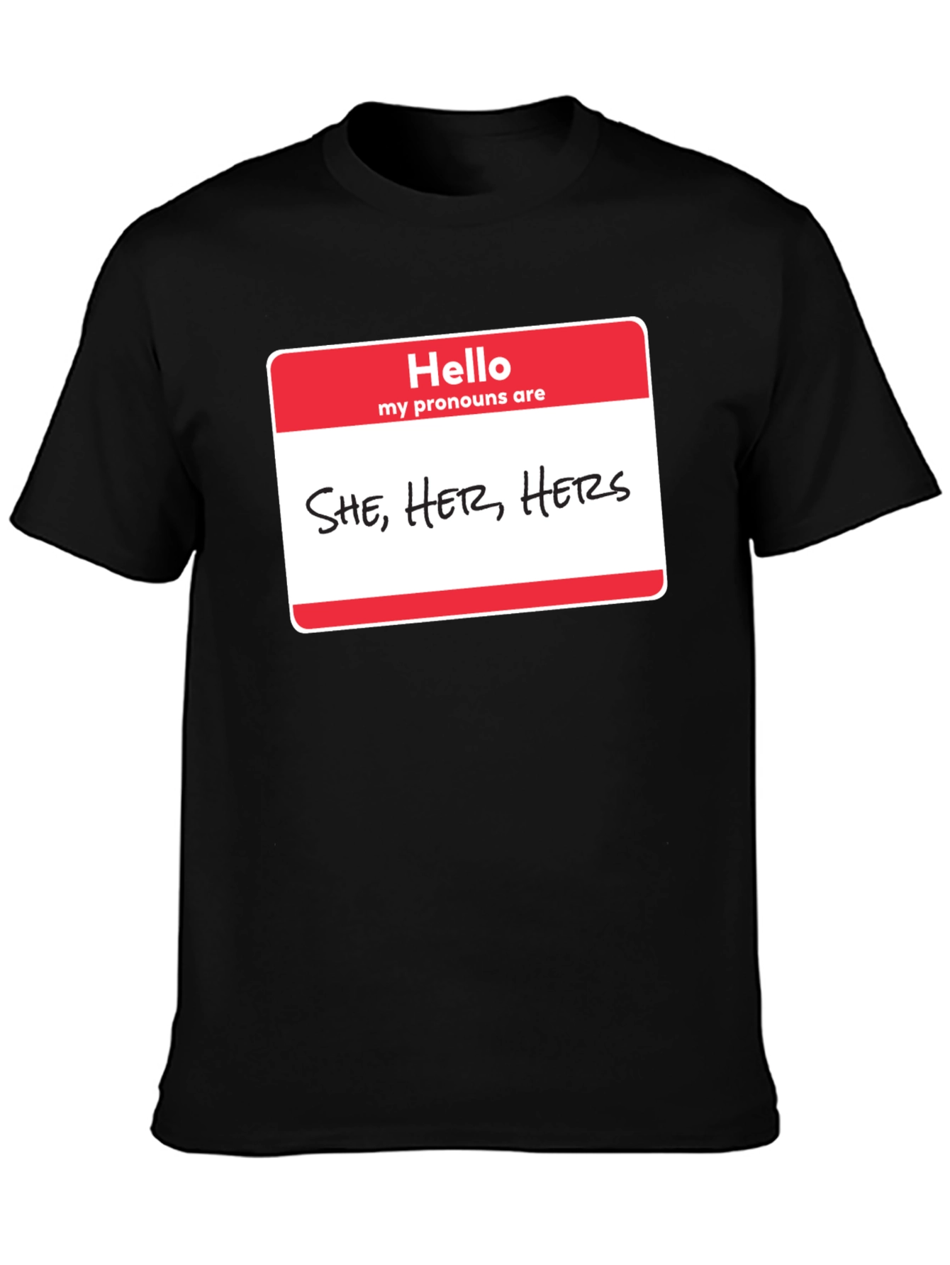 She Her Hers Pronoun T-Shirt - Black