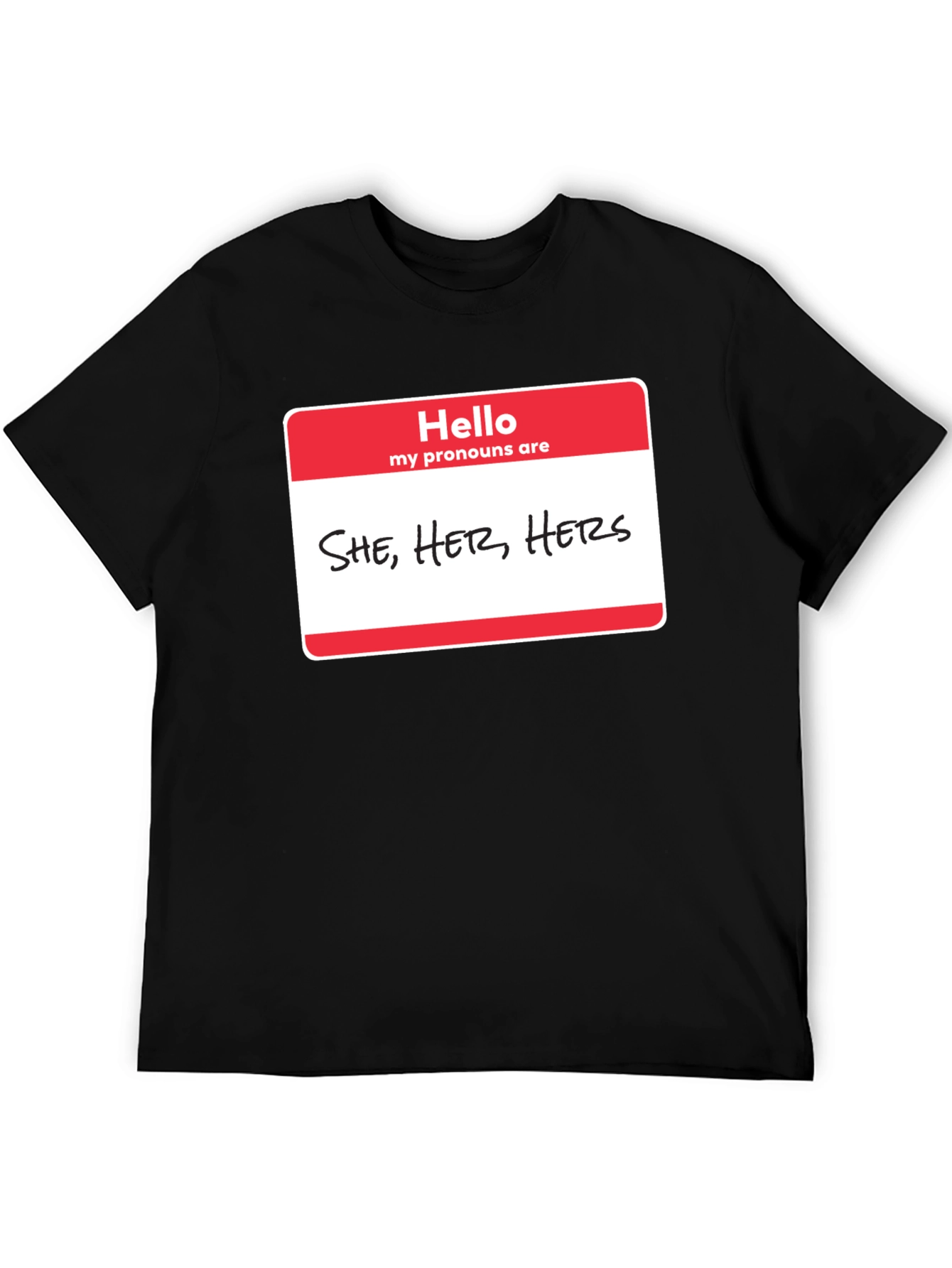 She Her Hers Pronoun T-Shirt - Black
