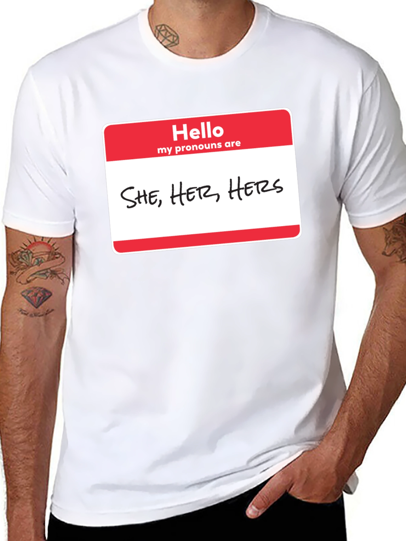 She Her Hers Pronoun T-Shirt - Black