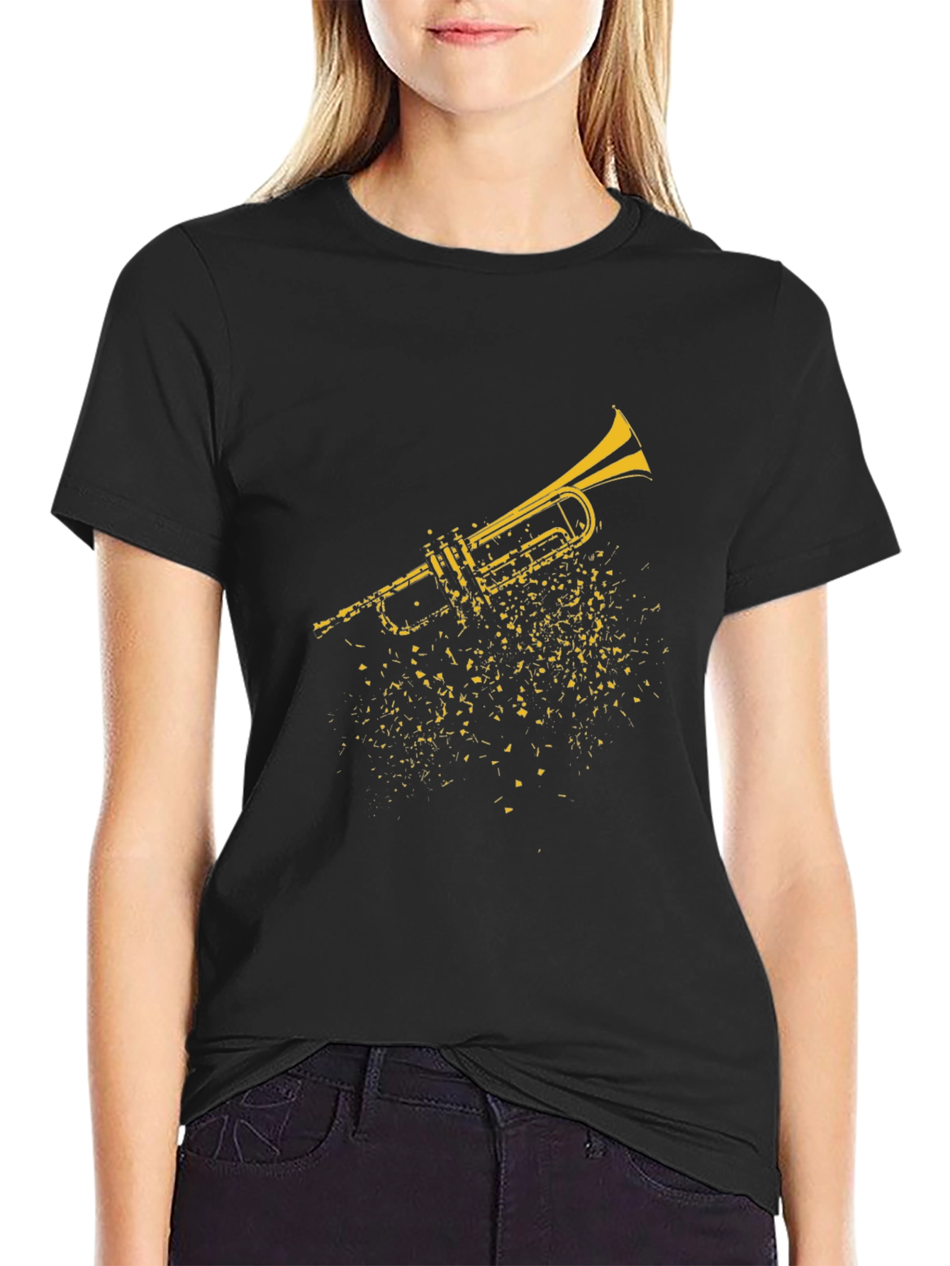 Trumpet Graphic Black T-Shirt - Music Lover Tee