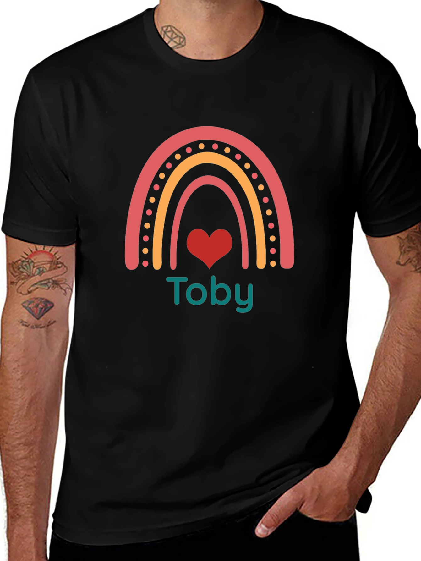 Personalized Toby Rainbow Heart T-Shirt