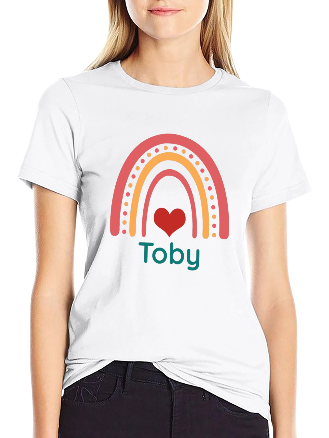 Personalized Toby Rainbow Heart T-Shirt