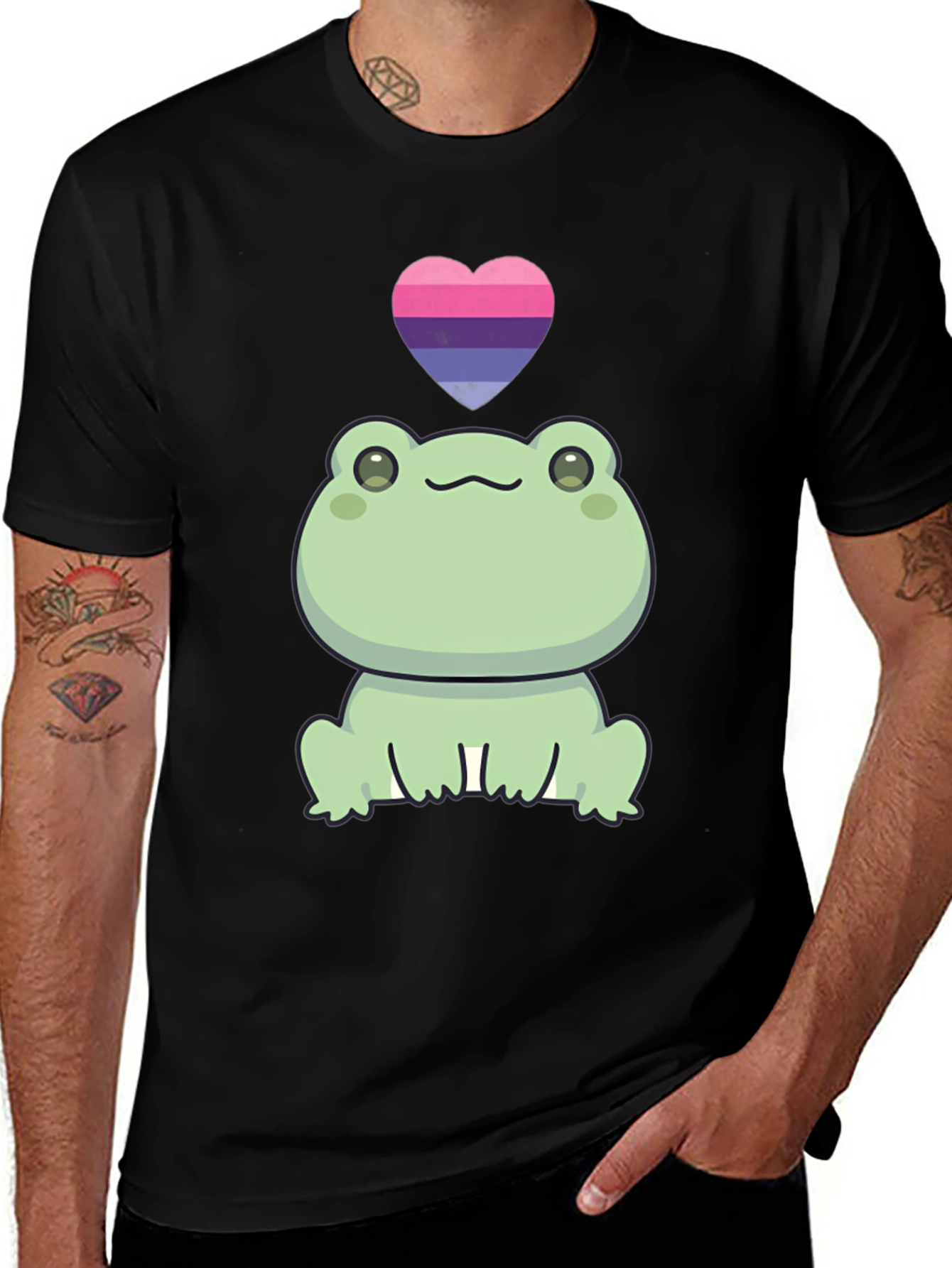 Frog with Bisexual Pride Heart T-Shirt