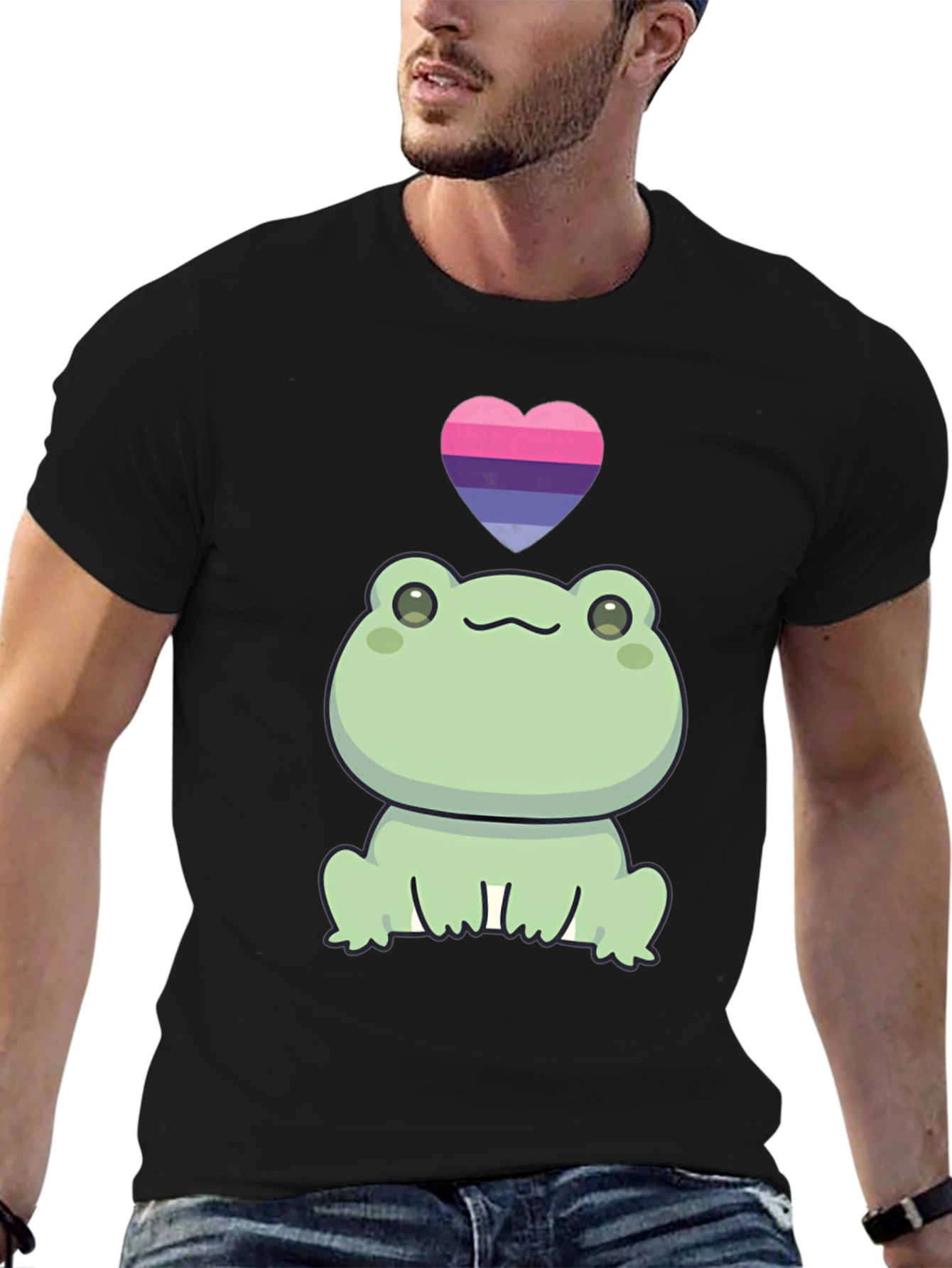 Frog with Bisexual Pride Heart T-Shirt
