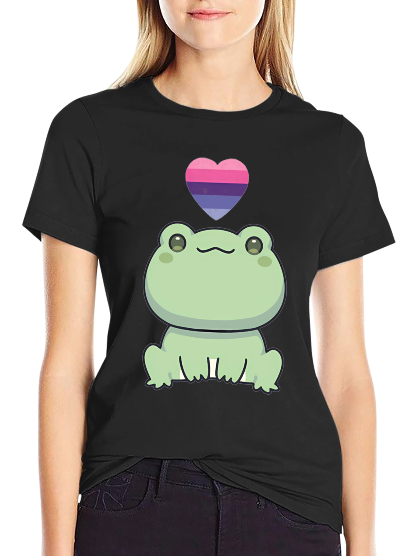 Frog with Bisexual Pride Heart T-Shirt