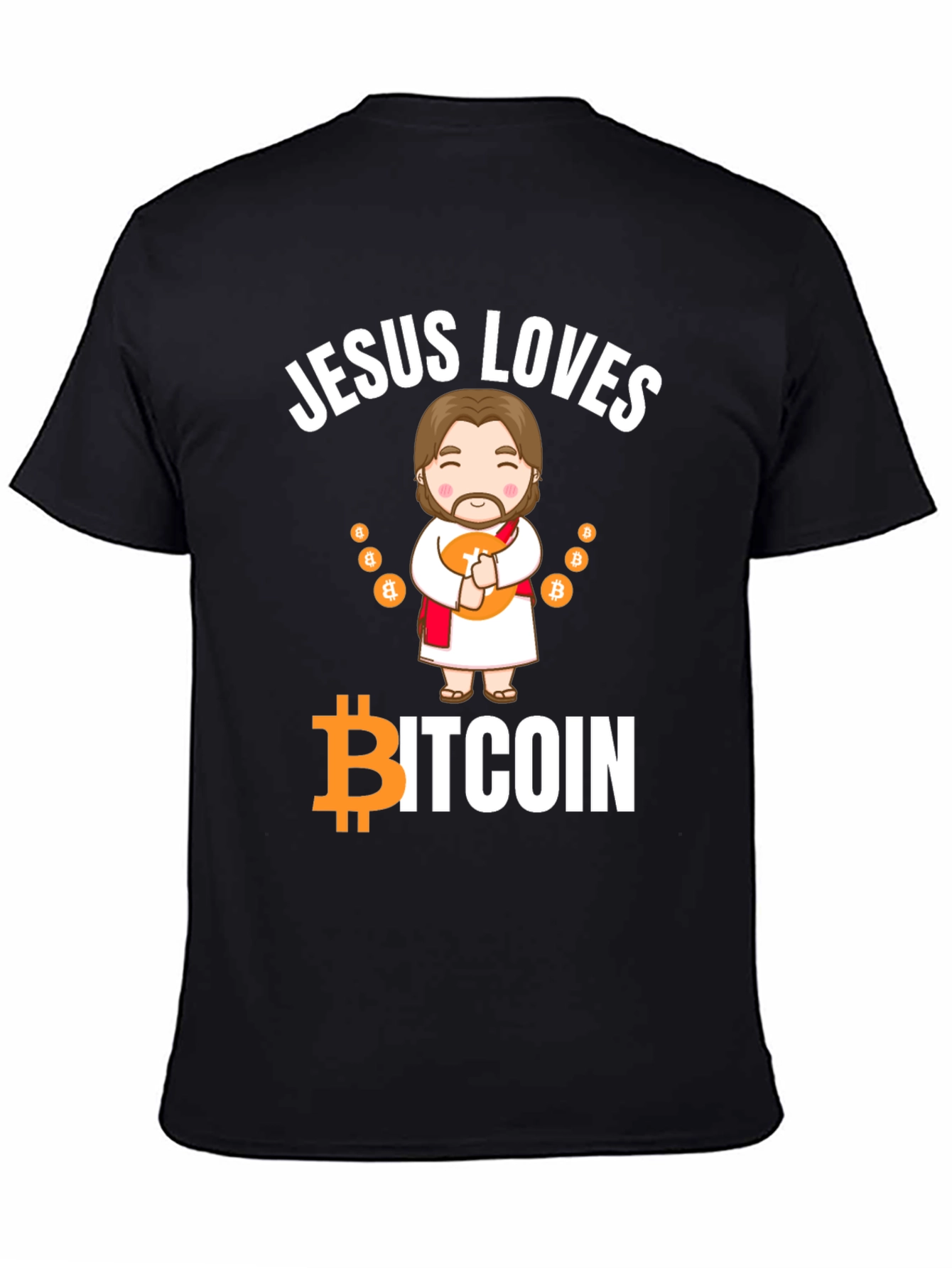 Jesus Loves Bitcoin Black T-Shirt Crypto Tee