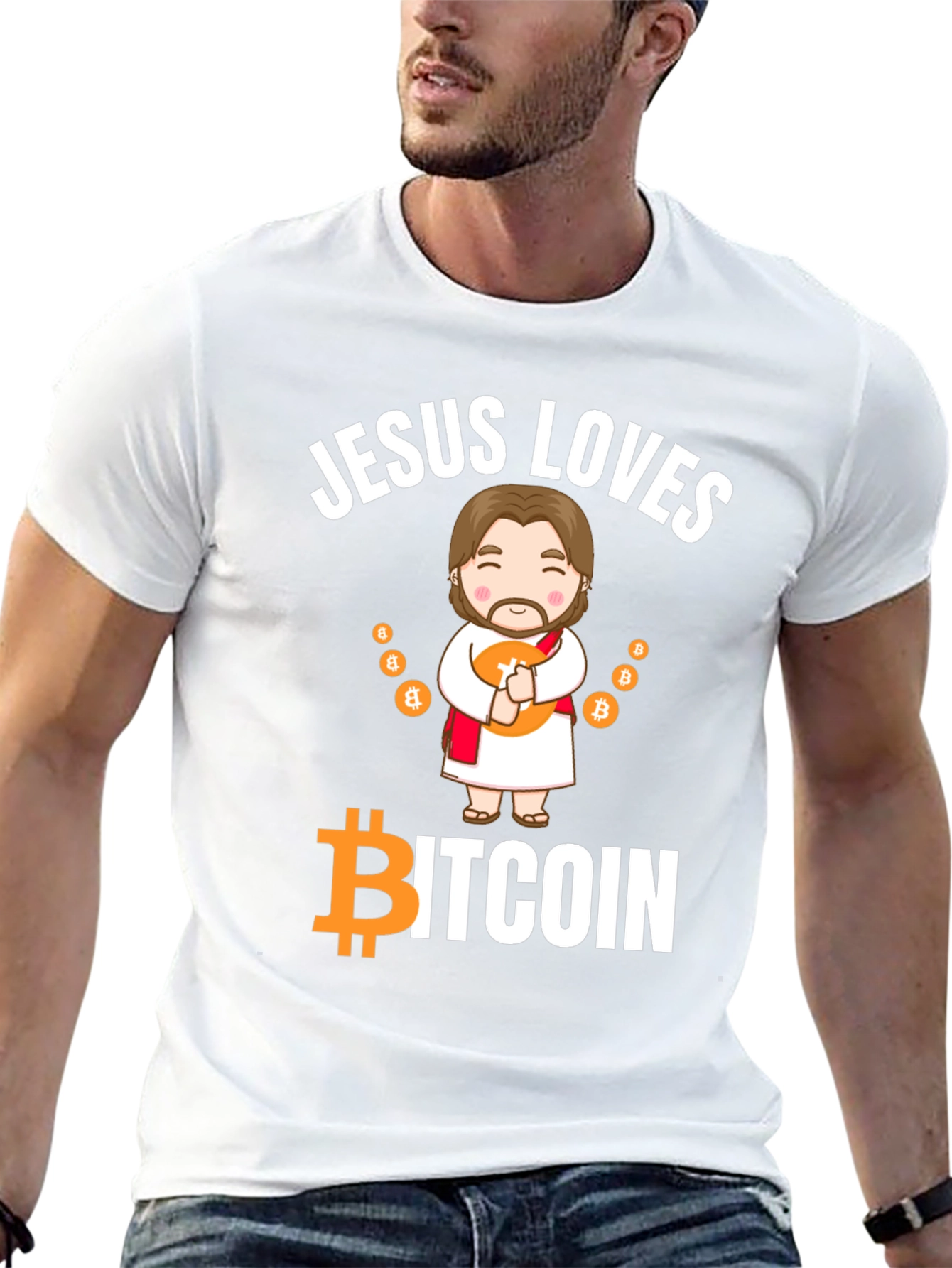 Jesus Loves Bitcoin Black T-Shirt Crypto Tee