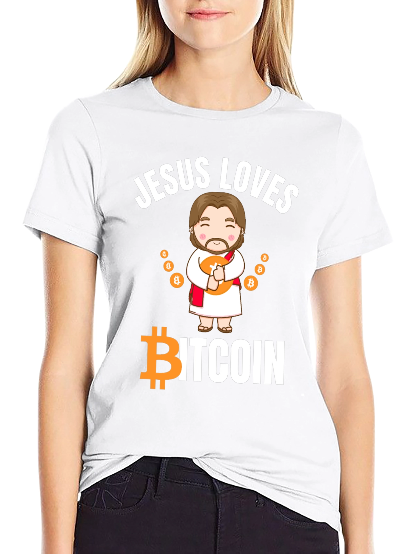 Jesus Loves Bitcoin Black T-Shirt Crypto Tee