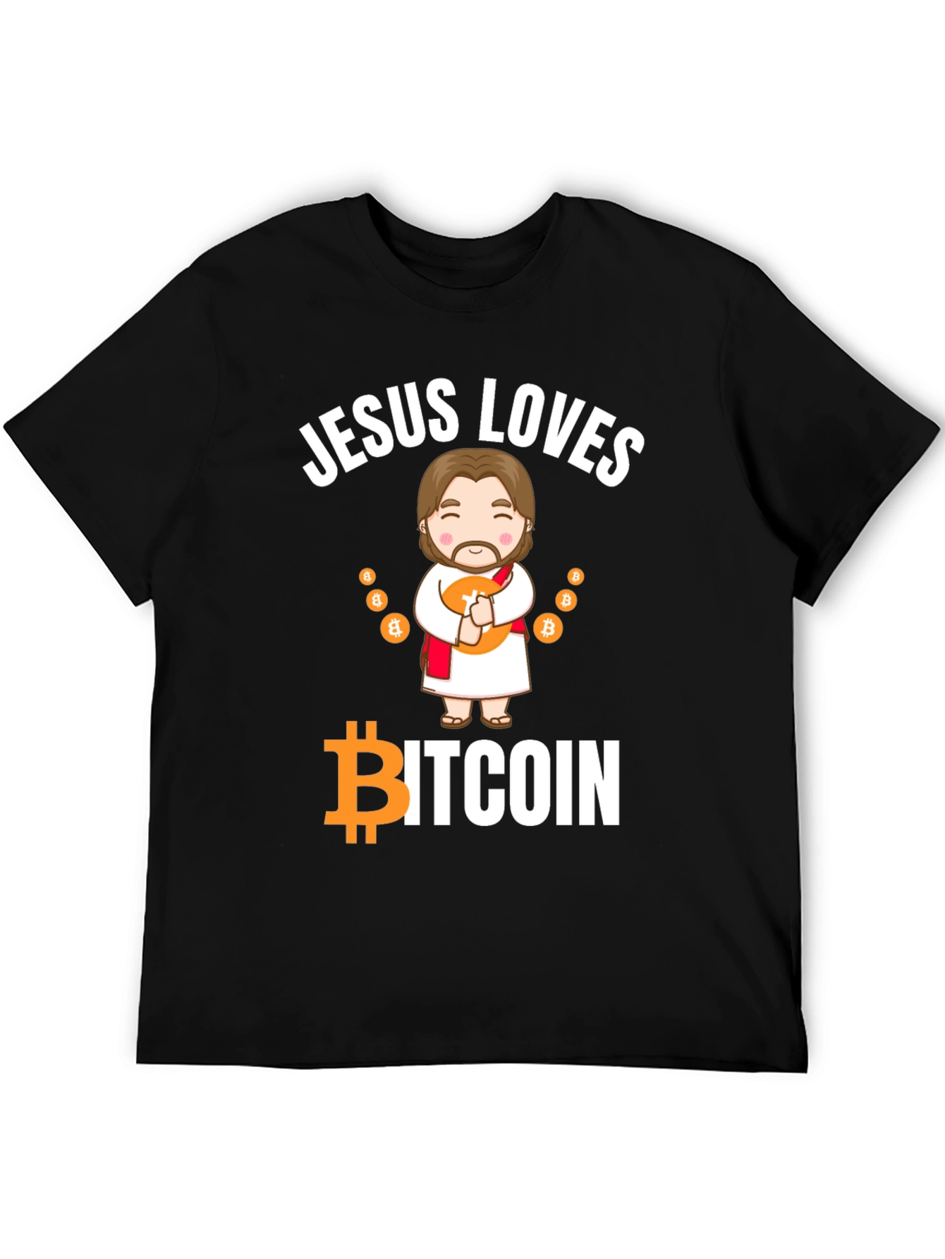 Jesus Loves Bitcoin Black T-Shirt Crypto Tee