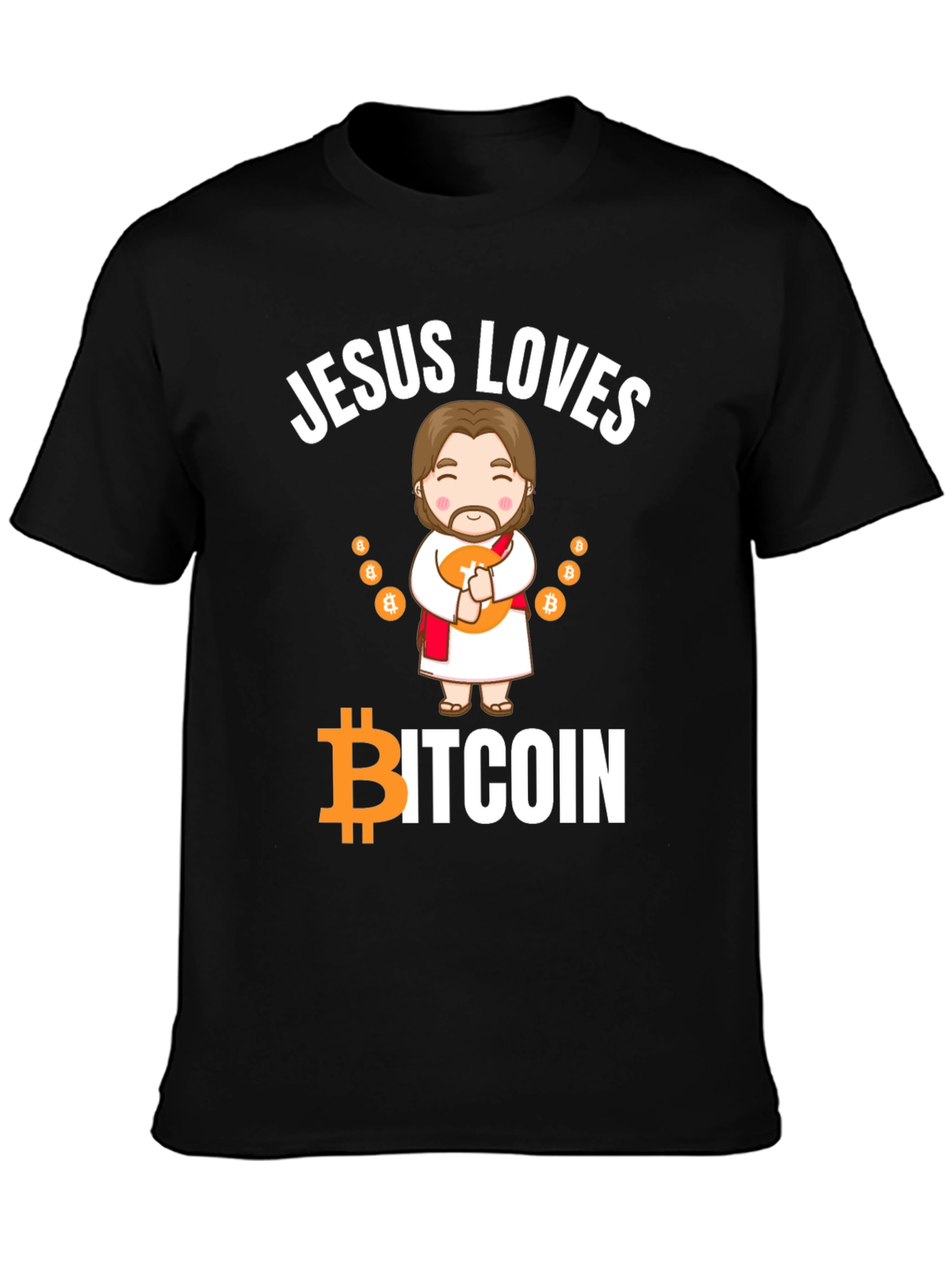 Jesus Loves Bitcoin Black T-Shirt Crypto Tee