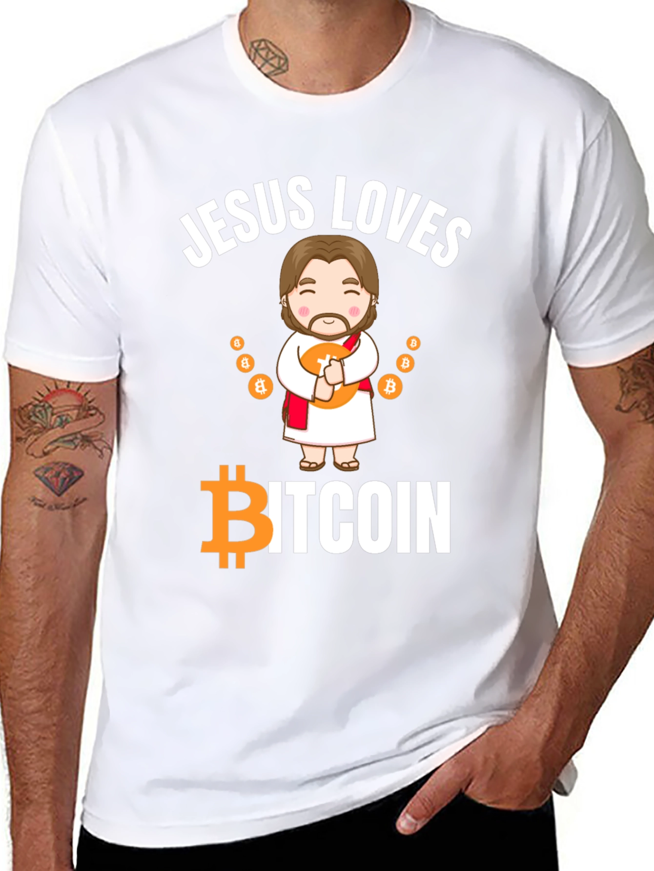 Jesus Loves Bitcoin Black T-Shirt Crypto Tee