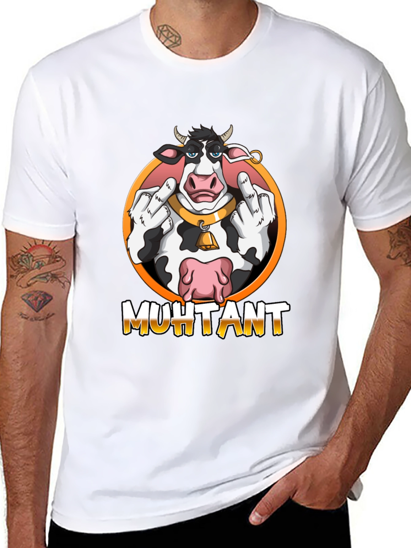 Muhtant Cartoon Cow Graphic T-Shirt