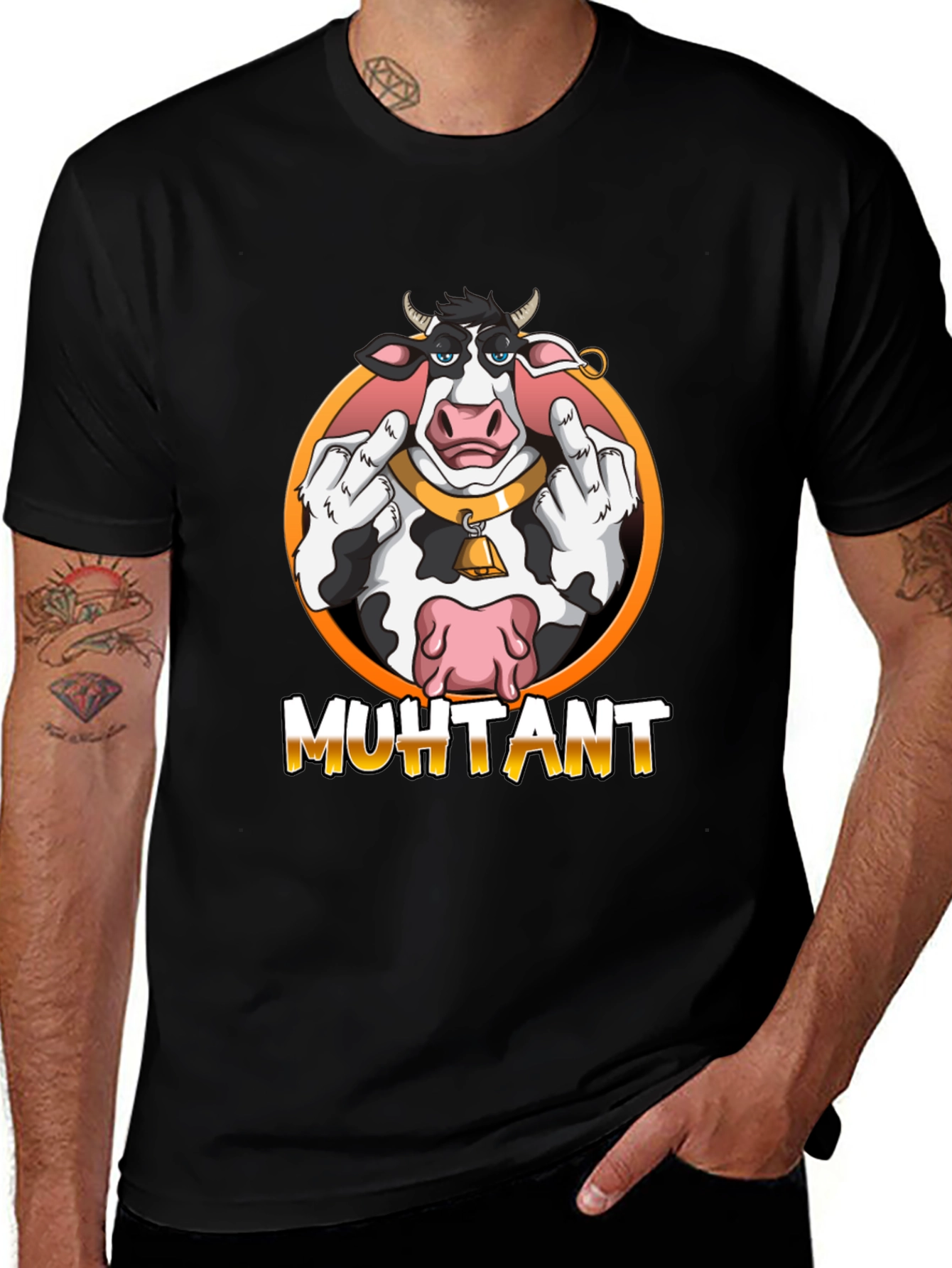 Muhtant Cartoon Cow Graphic T-Shirt
