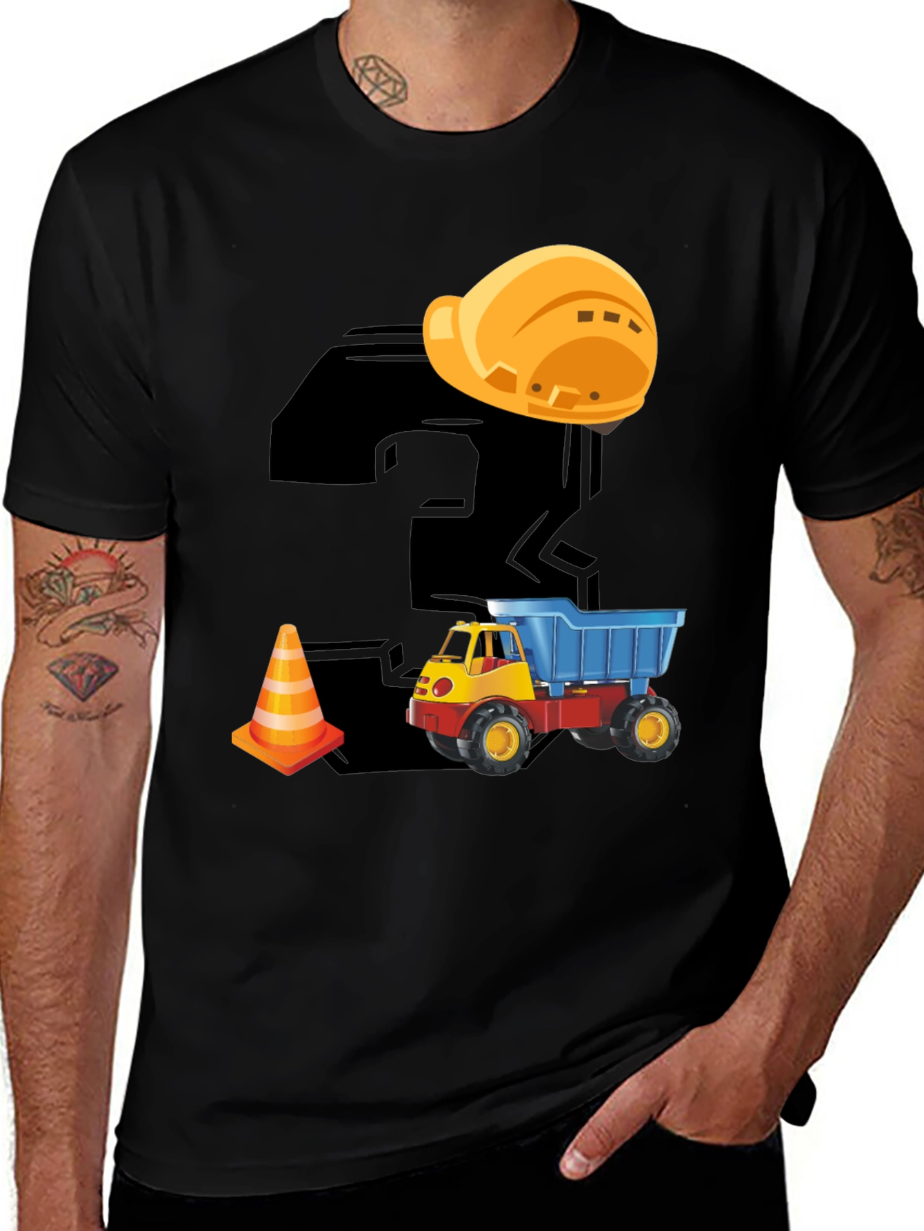 Construction Themed Birthday T-Shirt for Kids