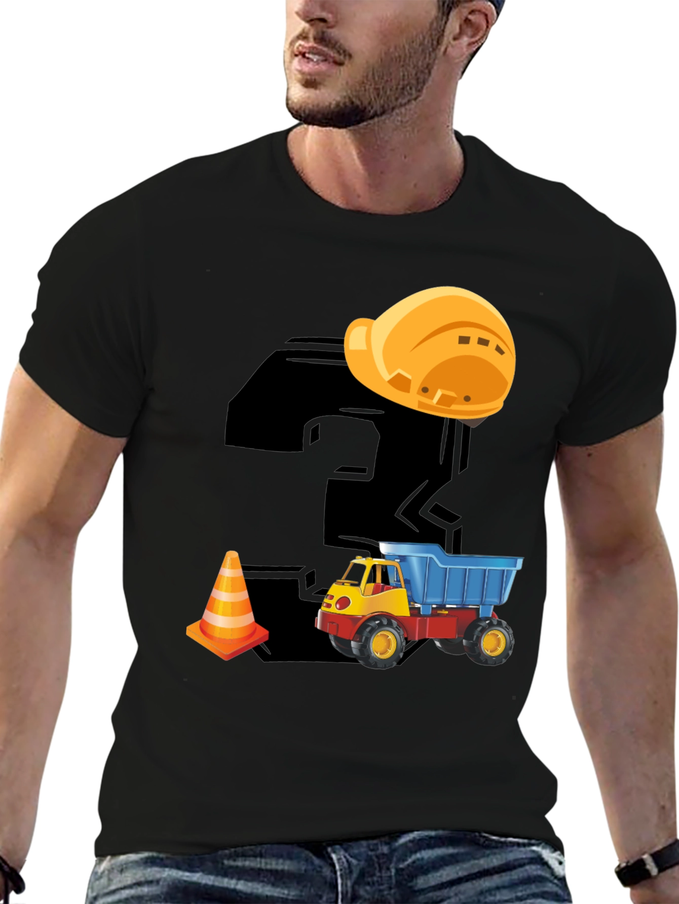 Construction Themed Birthday T-Shirt for Kids