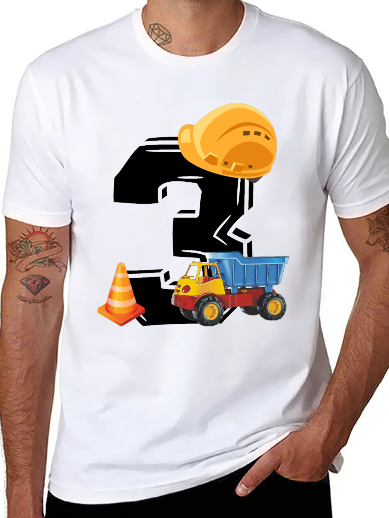 Construction Themed Birthday T-Shirt for Kids