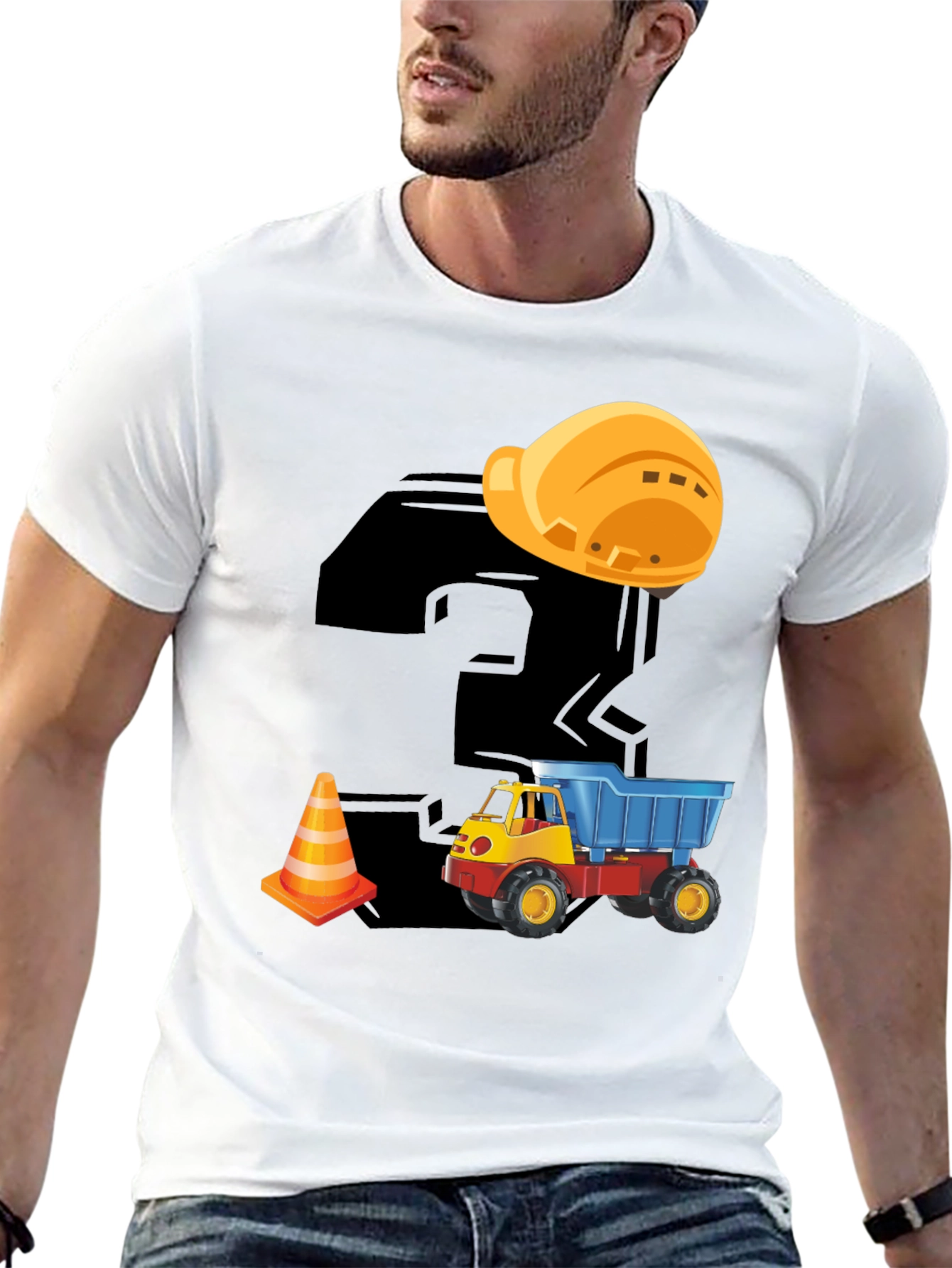 Construction Themed Birthday T-Shirt for Kids