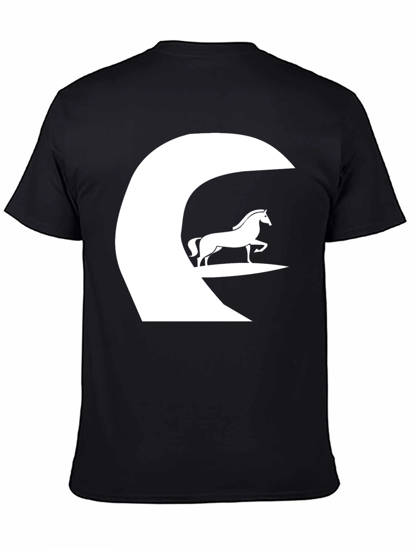 Horse Graphic Tee - Black Cotton Casual T-Shirt