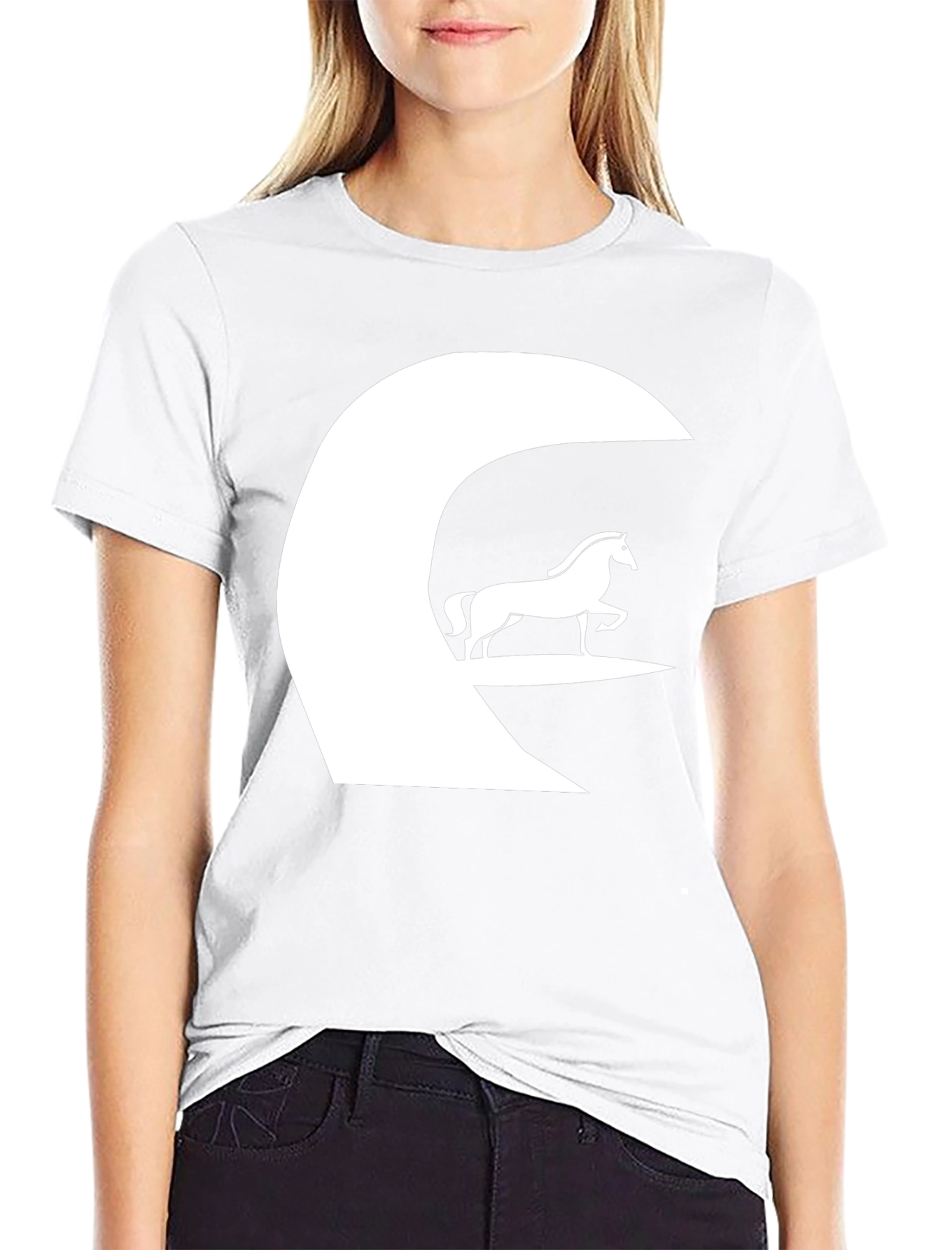 Horse Graphic Tee - Black Cotton Casual T-Shirt