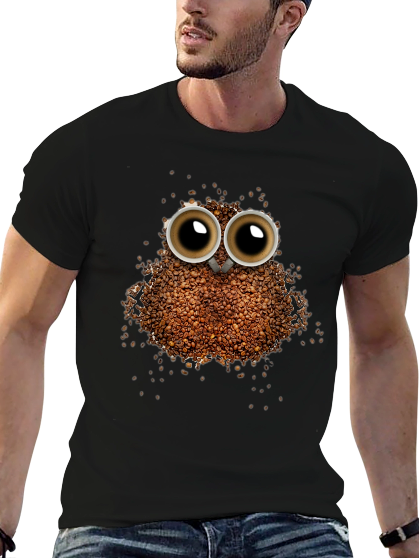 Coffee Bean Owl T-Shirt - Unique Graphic Tee