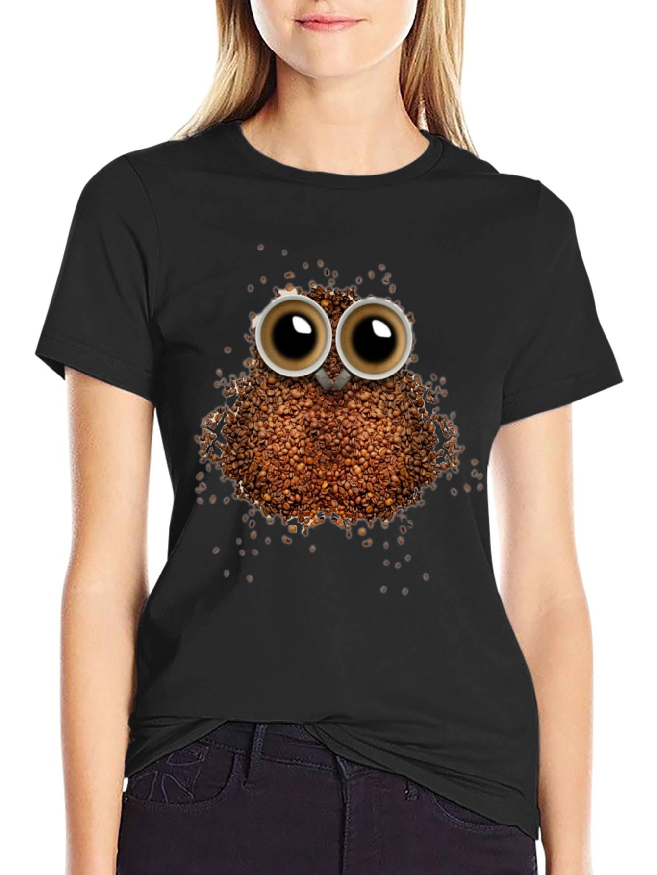 Coffee Bean Owl T-Shirt - Unique Graphic Tee