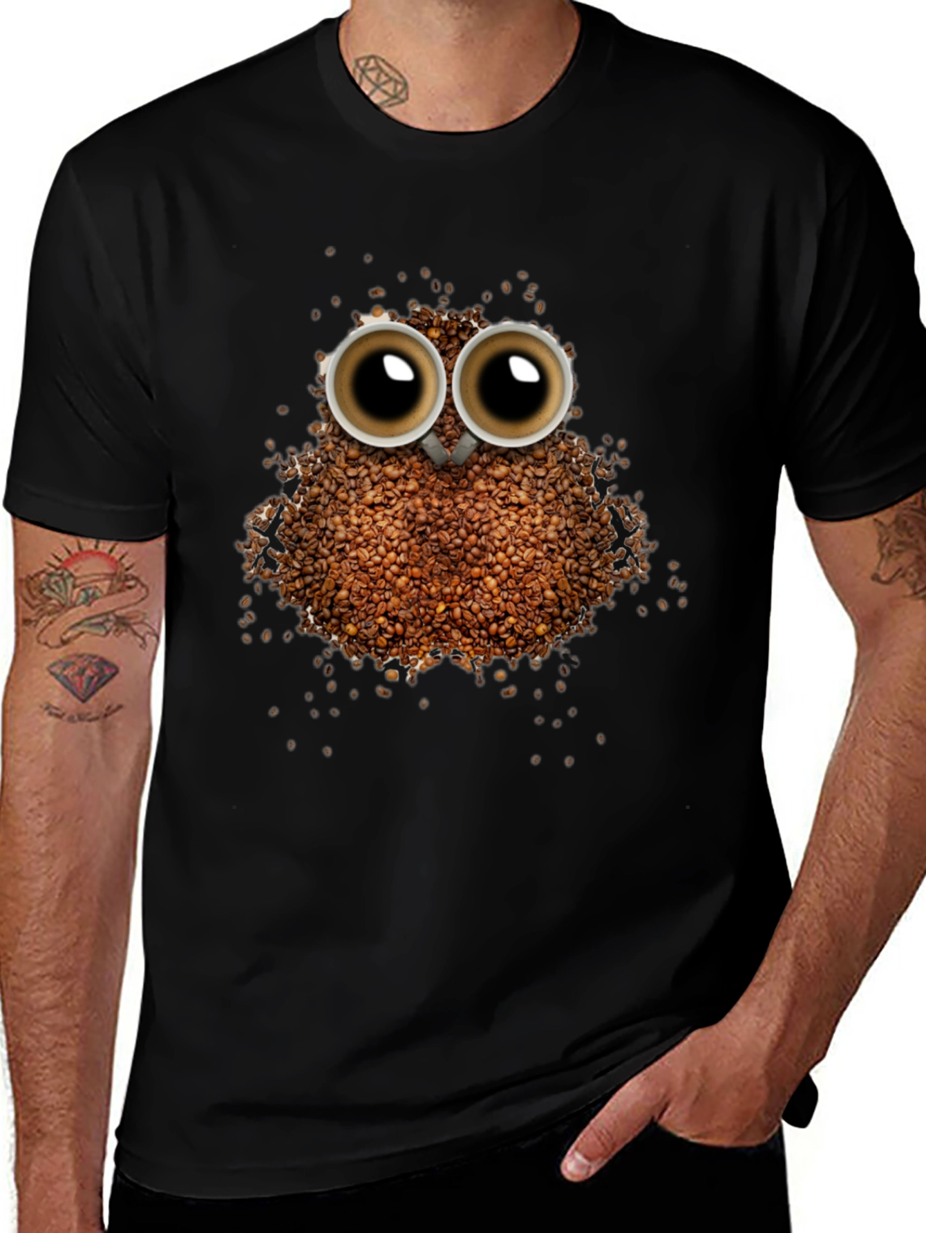 Coffee Bean Owl T-Shirt - Unique Graphic Tee