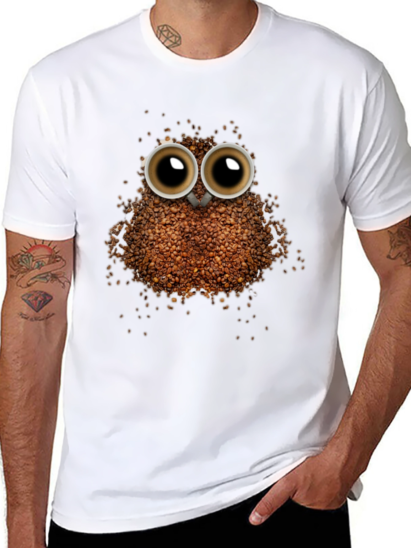 Coffee Bean Owl T-Shirt - Unique Graphic Tee