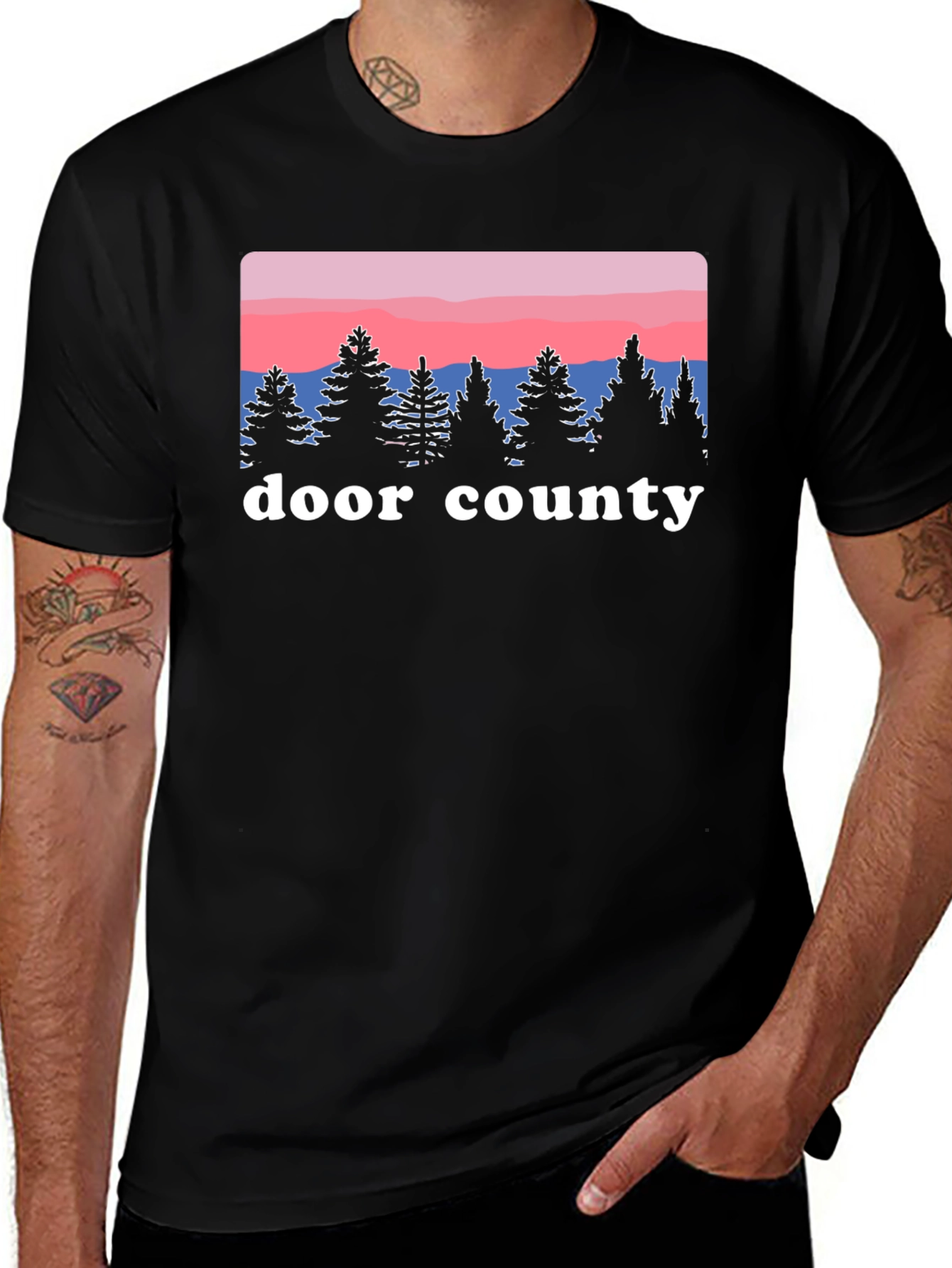 Door County Trees Graphic Tee - Black