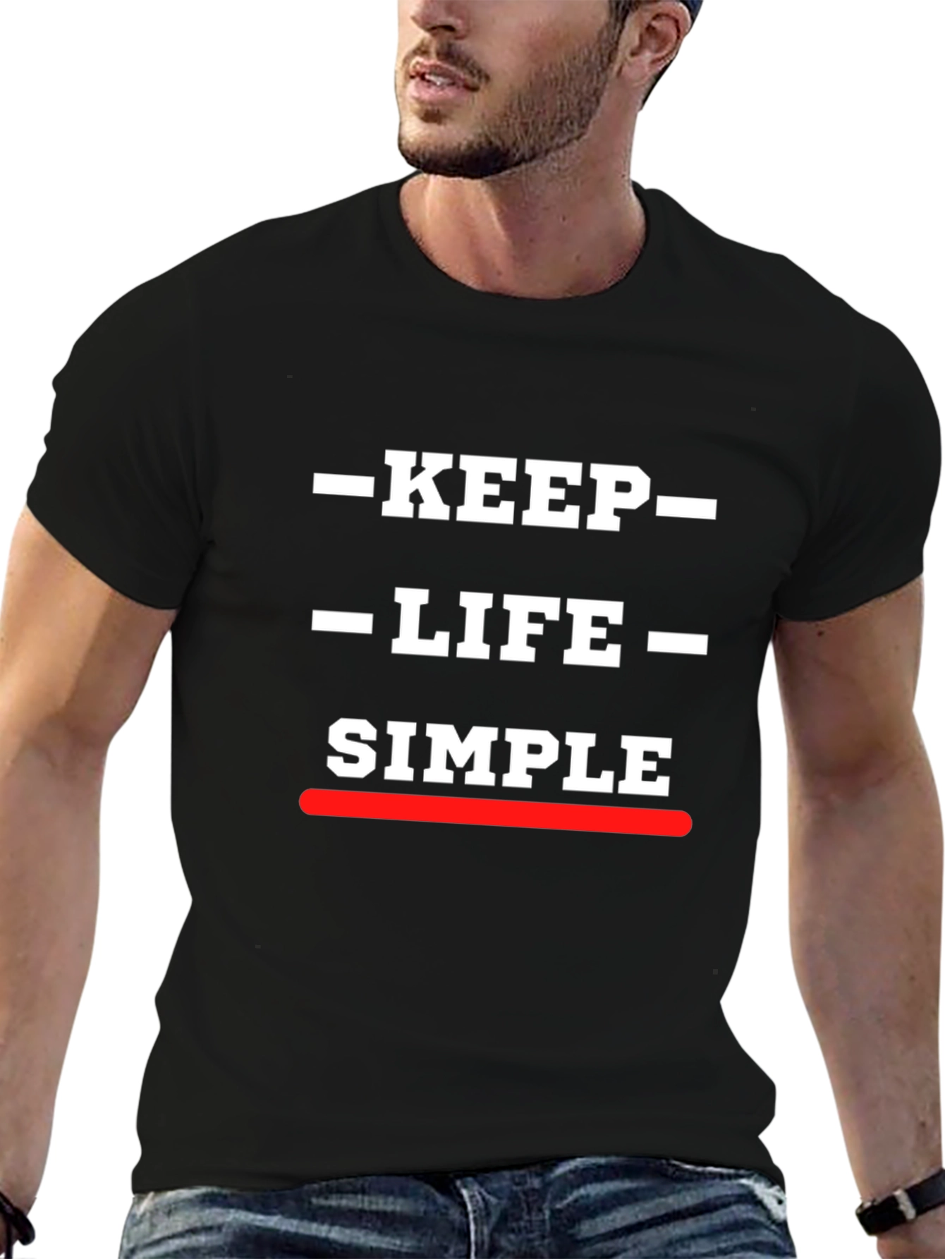 Keep Life Simple Graphic Print Black T-Shirt