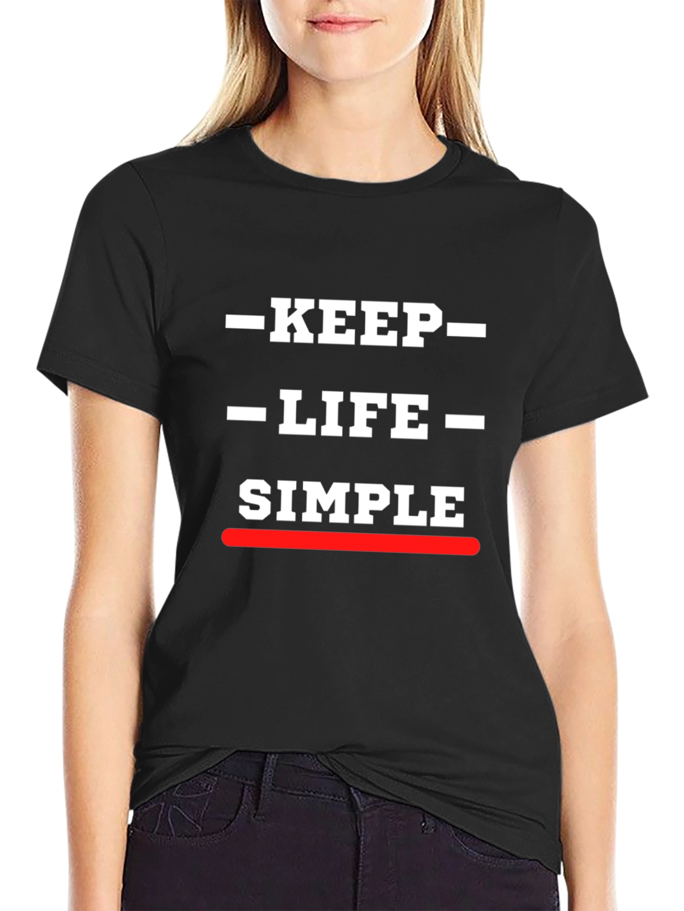 Keep Life Simple Graphic Print Black T-Shirt
