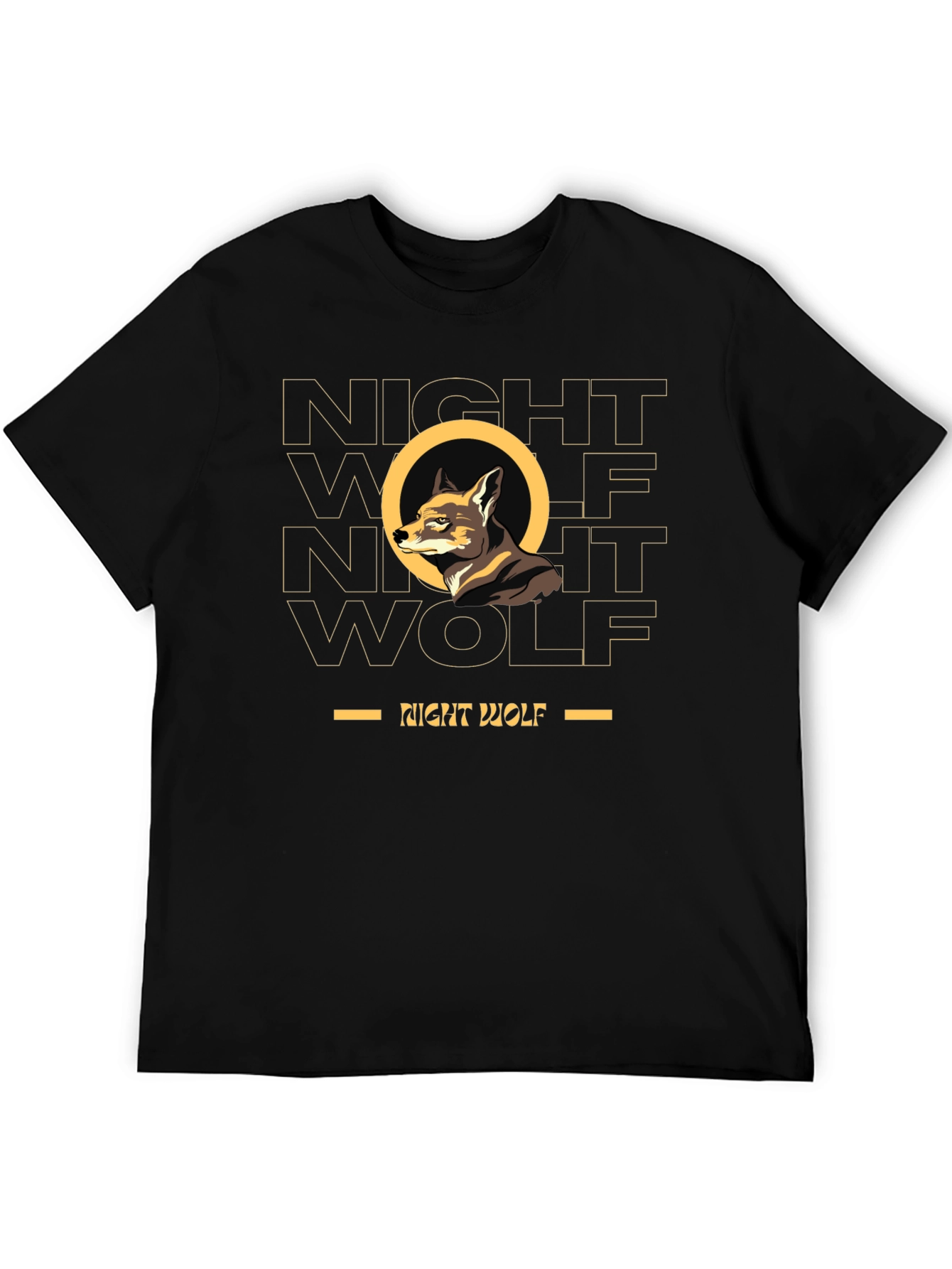 Night Wolf Graphic Tee - Stylish Black T-Shirt