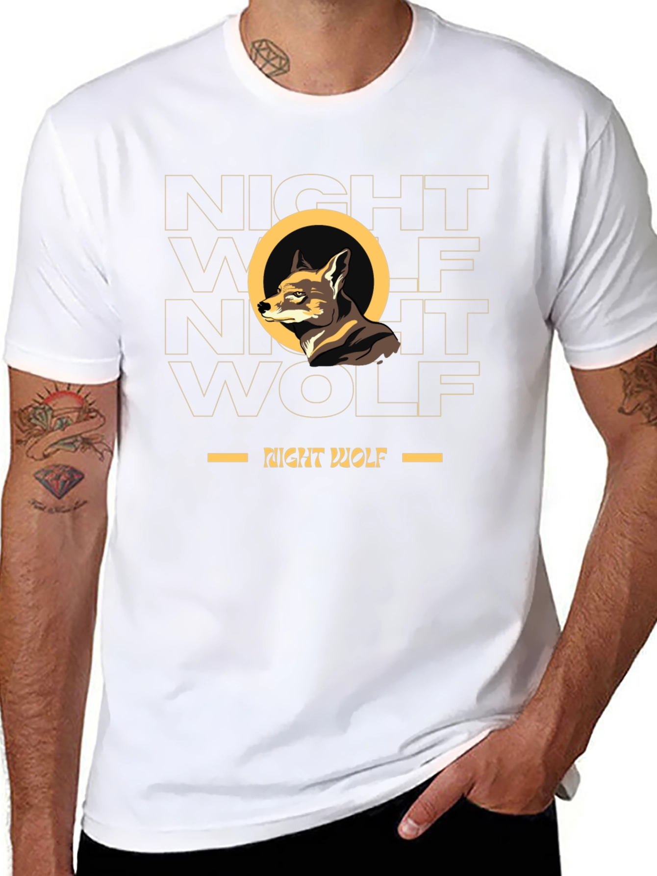 Night Wolf Graphic Tee - Stylish Black T-Shirt
