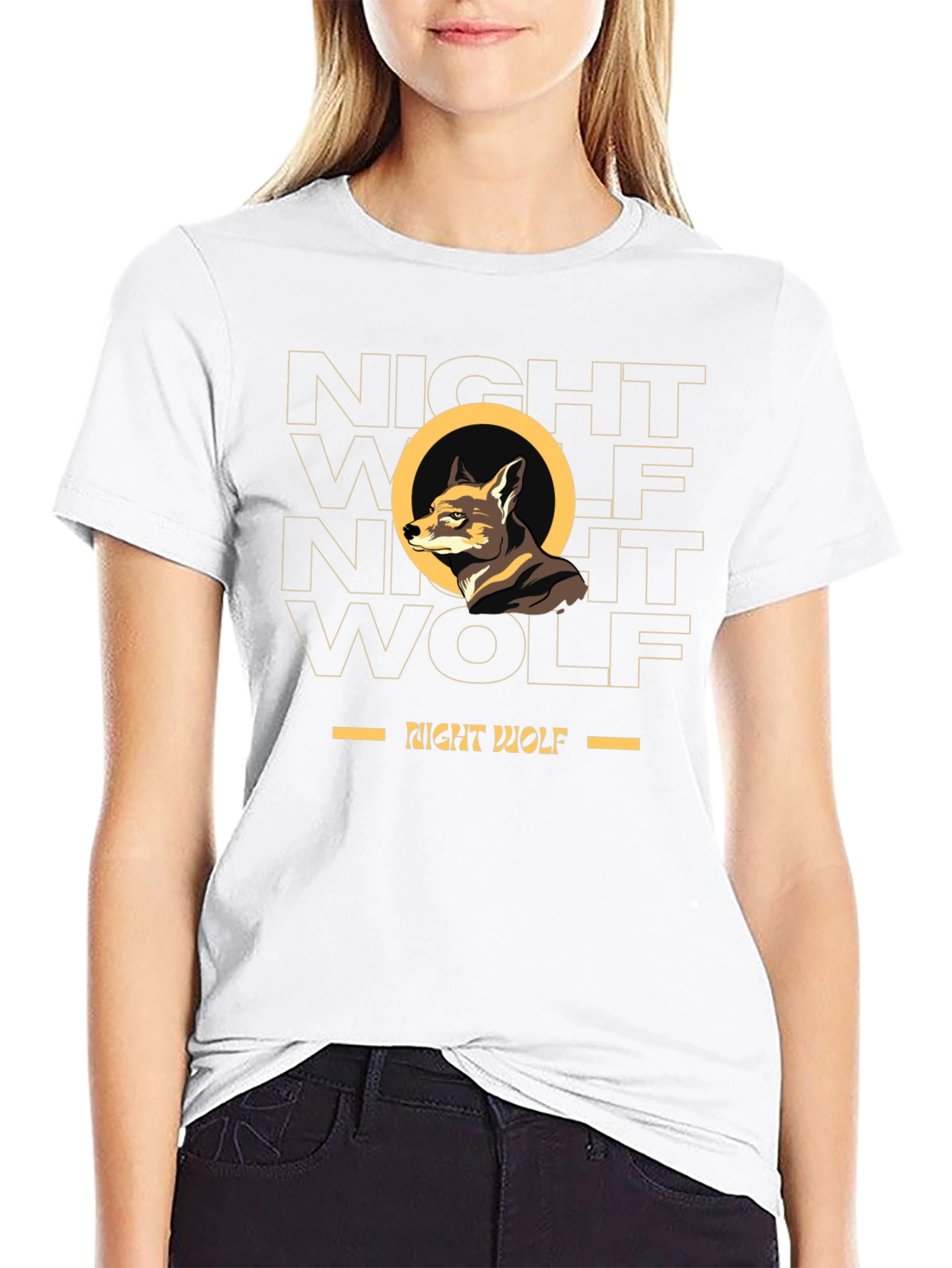 Night Wolf Graphic Tee - Stylish Black T-Shirt