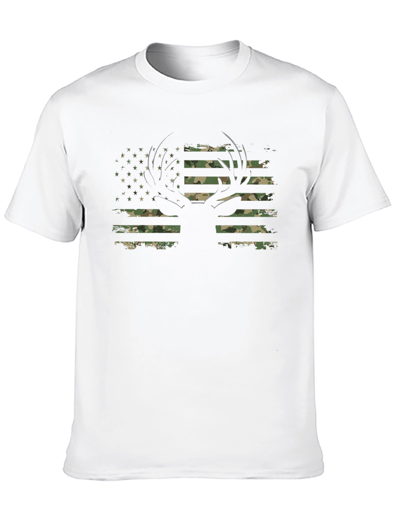 Camo American Flag Deer Hunting T-Shirt