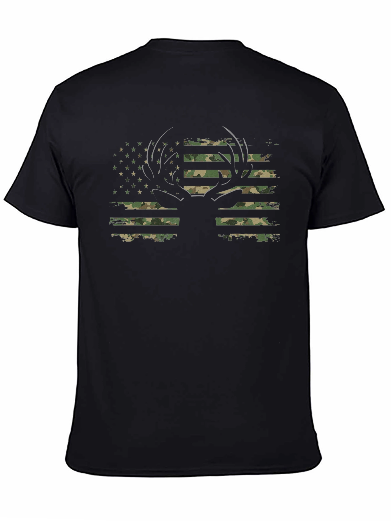 Camo American Flag Deer Hunting T-Shirt