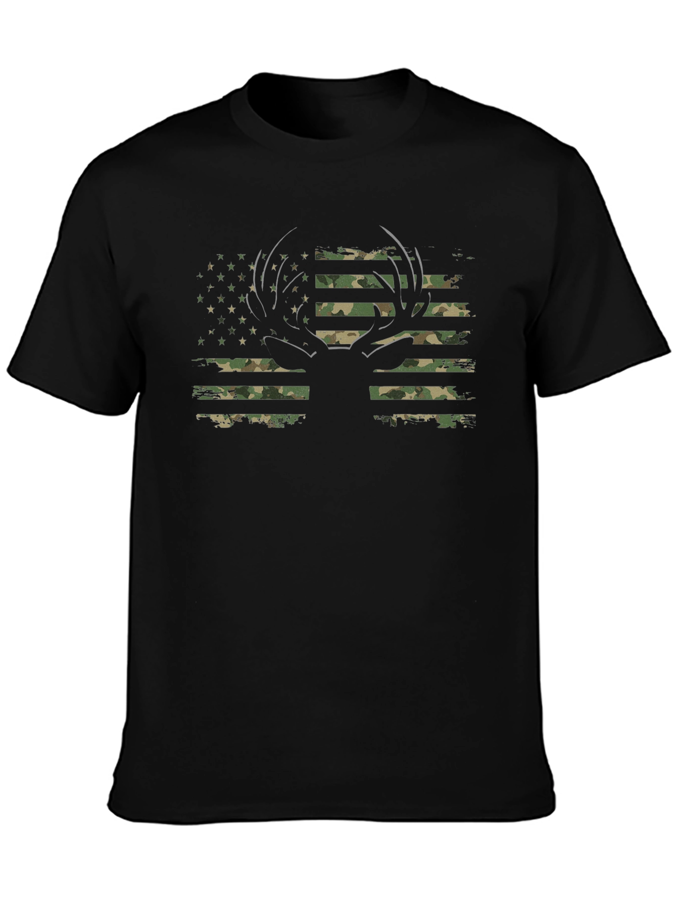 Camo American Flag Deer Hunting T-Shirt