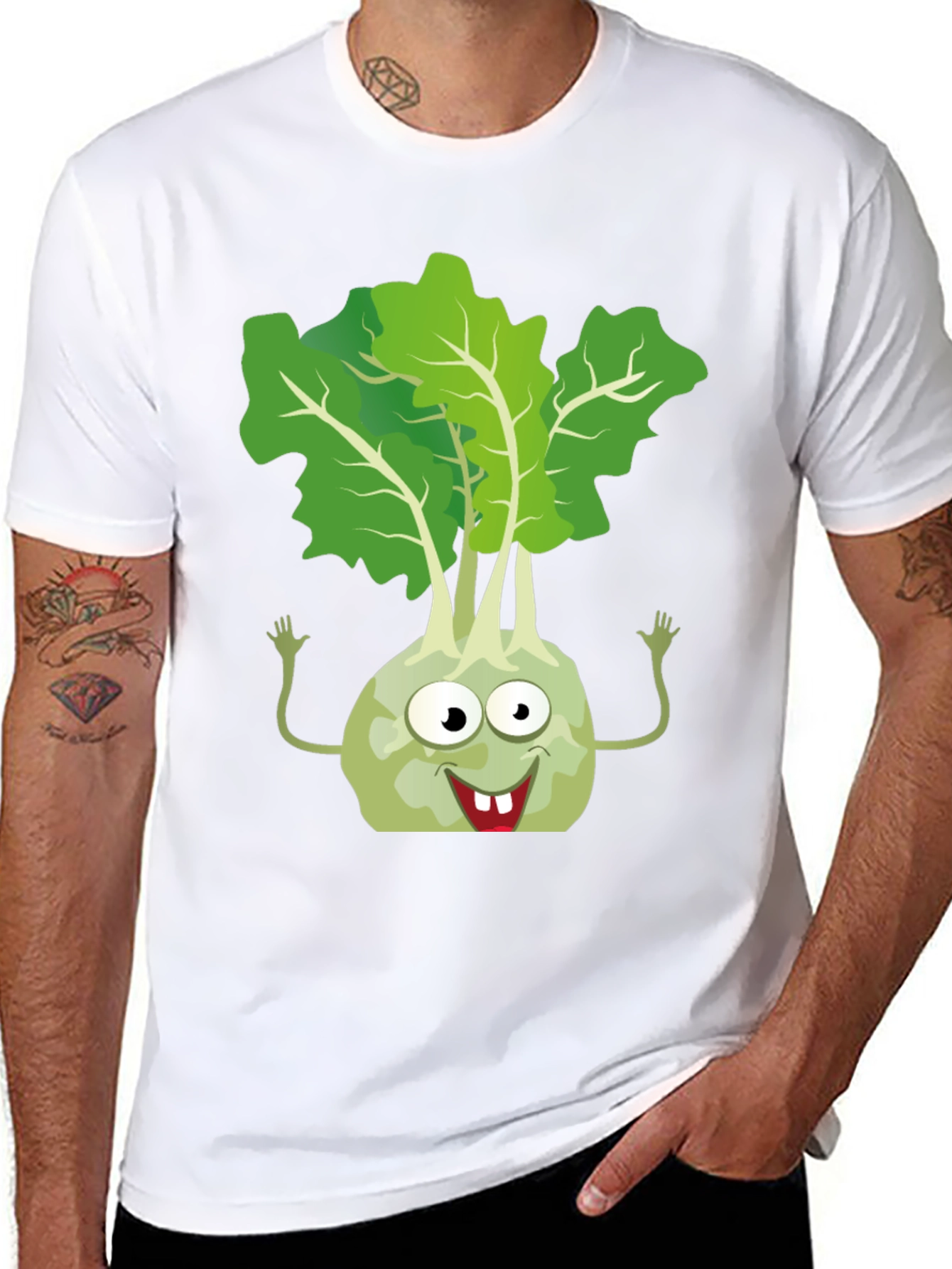Kohlrabi Cartoon T-Shirt - Fun Vegetable Tee