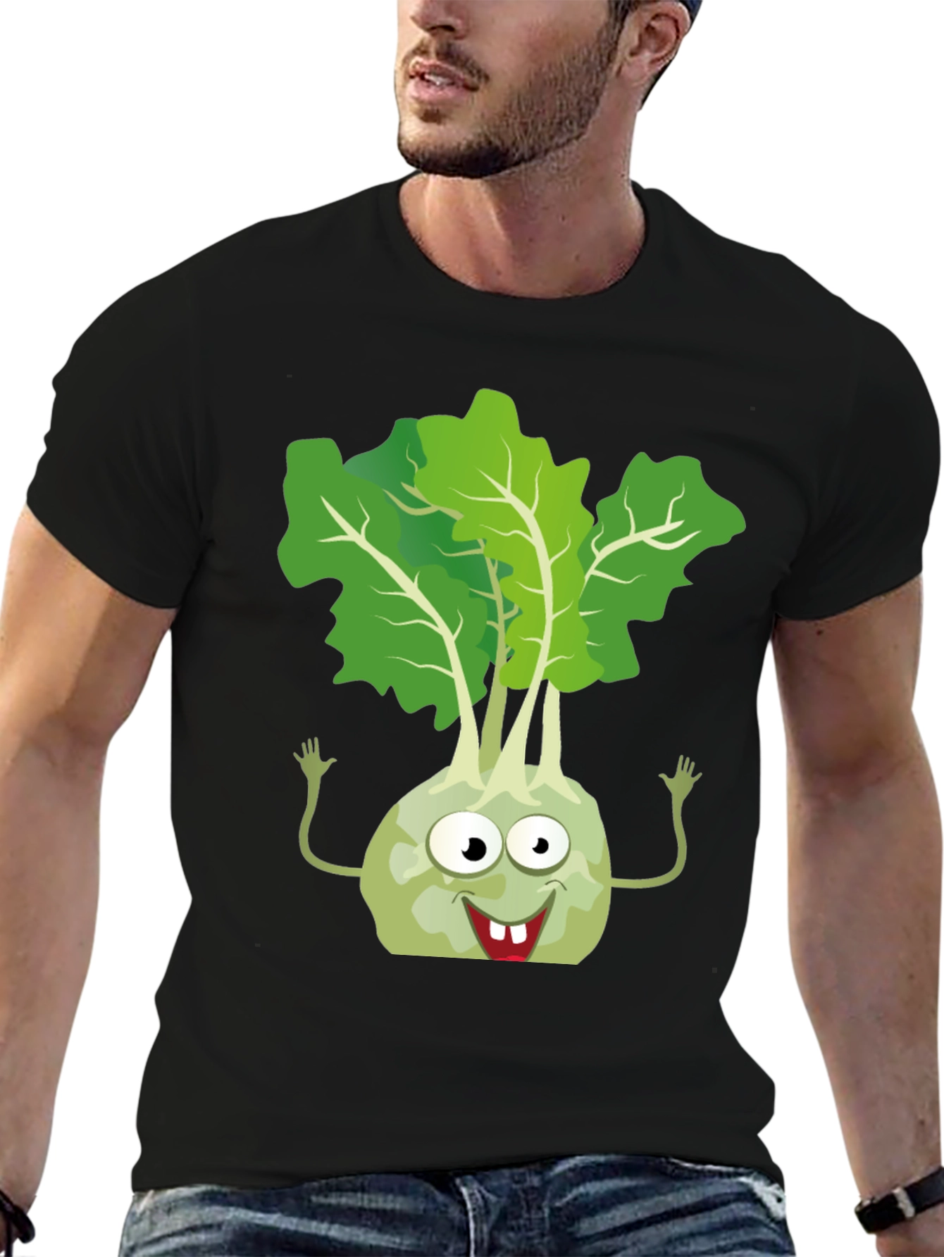 Kohlrabi Cartoon T-Shirt - Fun Vegetable Tee